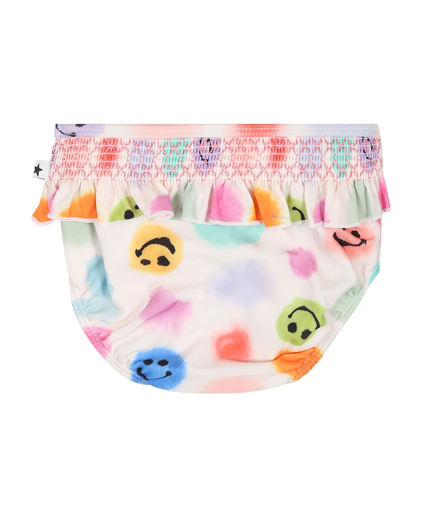 Molo White Swimbriefs For Baby Girl With Polka Dots And Smile - Multicolor