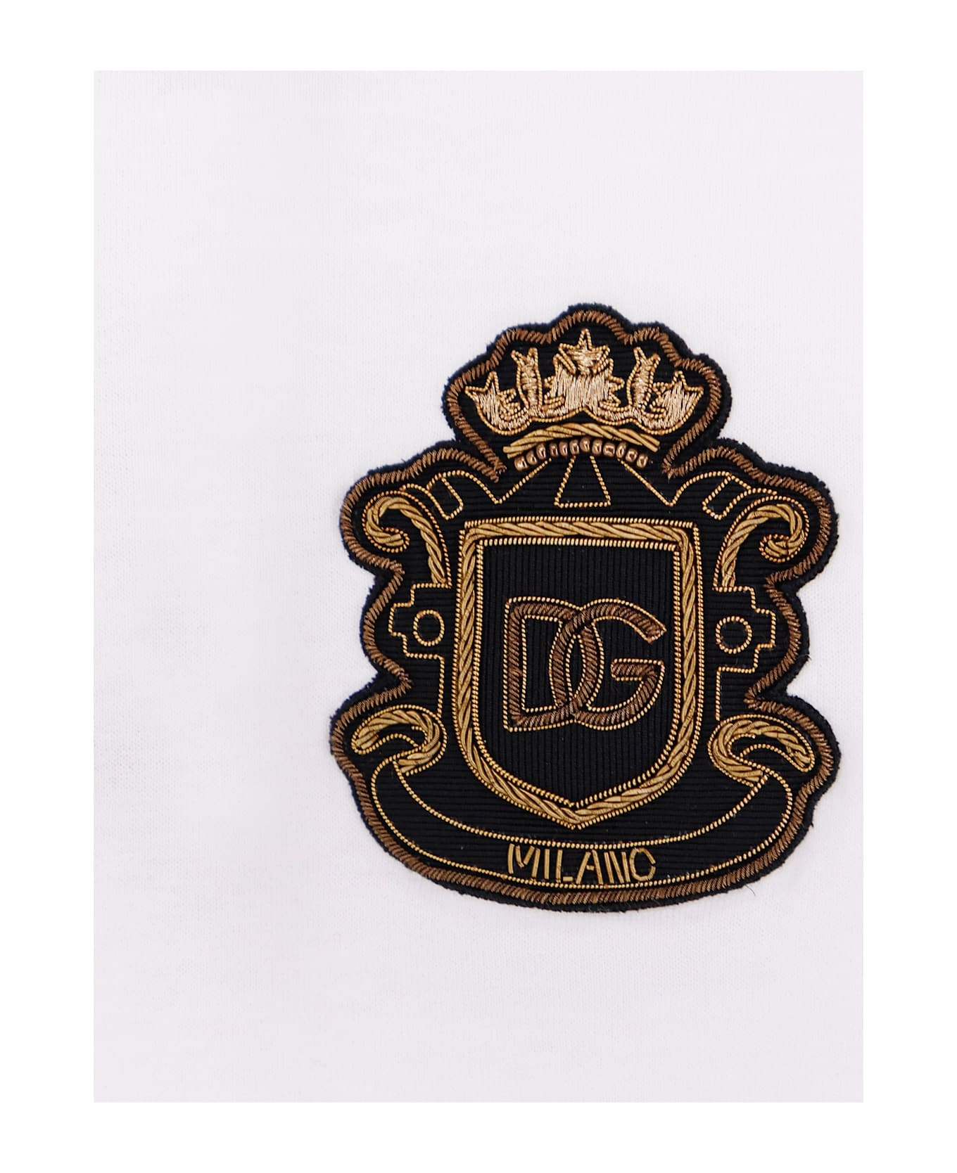 Dolce & Gabbana Cotton T-shirt With Iconic Logo Patch - White