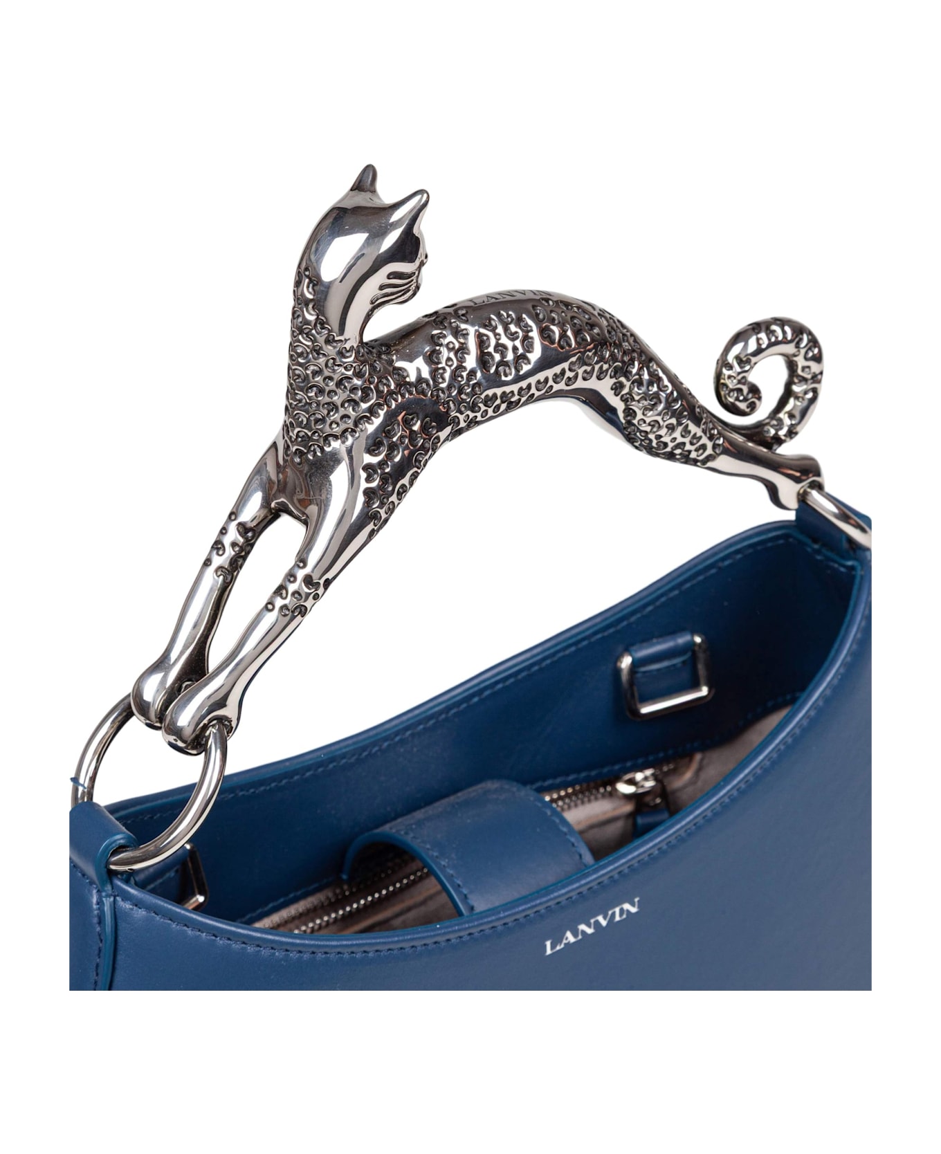 Lanvin Leather Cat Hobo Bag, Petrol Blue - Blu Petrolio