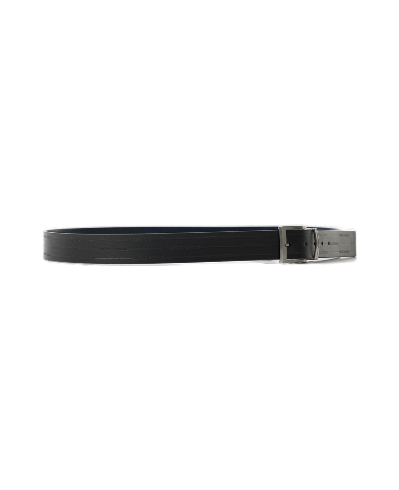 Emporio Armani Logo Engraved Buckled Belt - Black