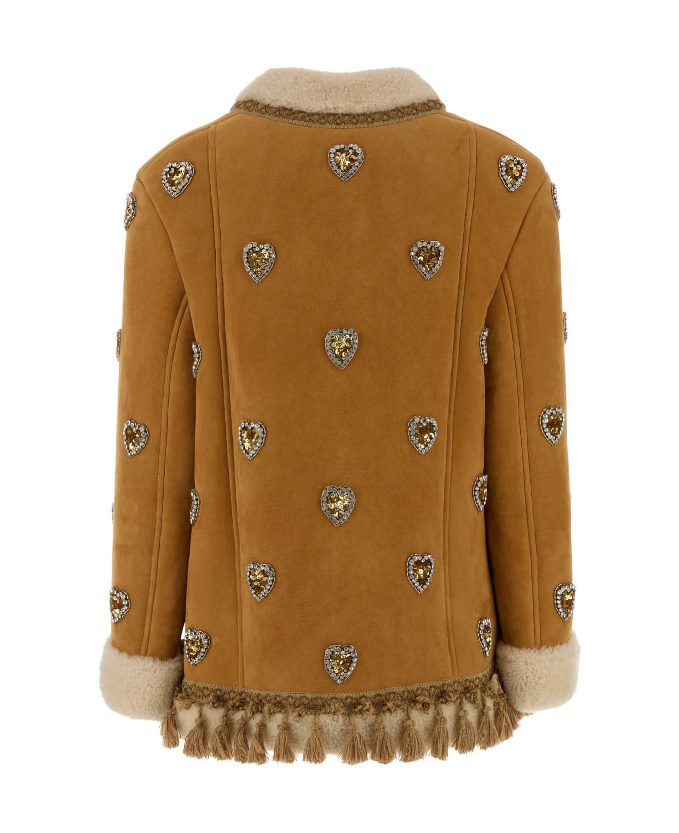 Valentino Garavani Camel Shearling Jacket - BEIGE