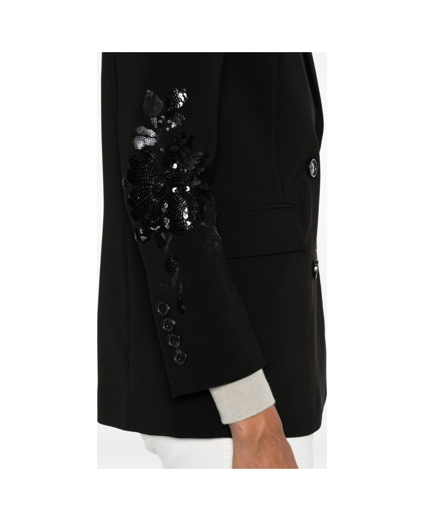 Ermanno Firenze Embroidered Double-breasted Jacket - Black