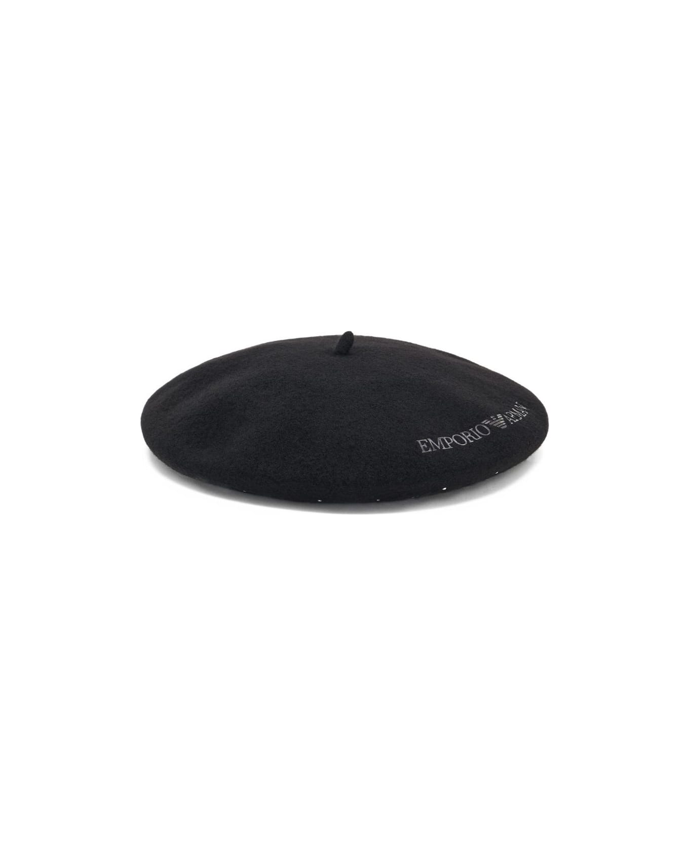 Emporio Armani Wool Basque Hat - Black