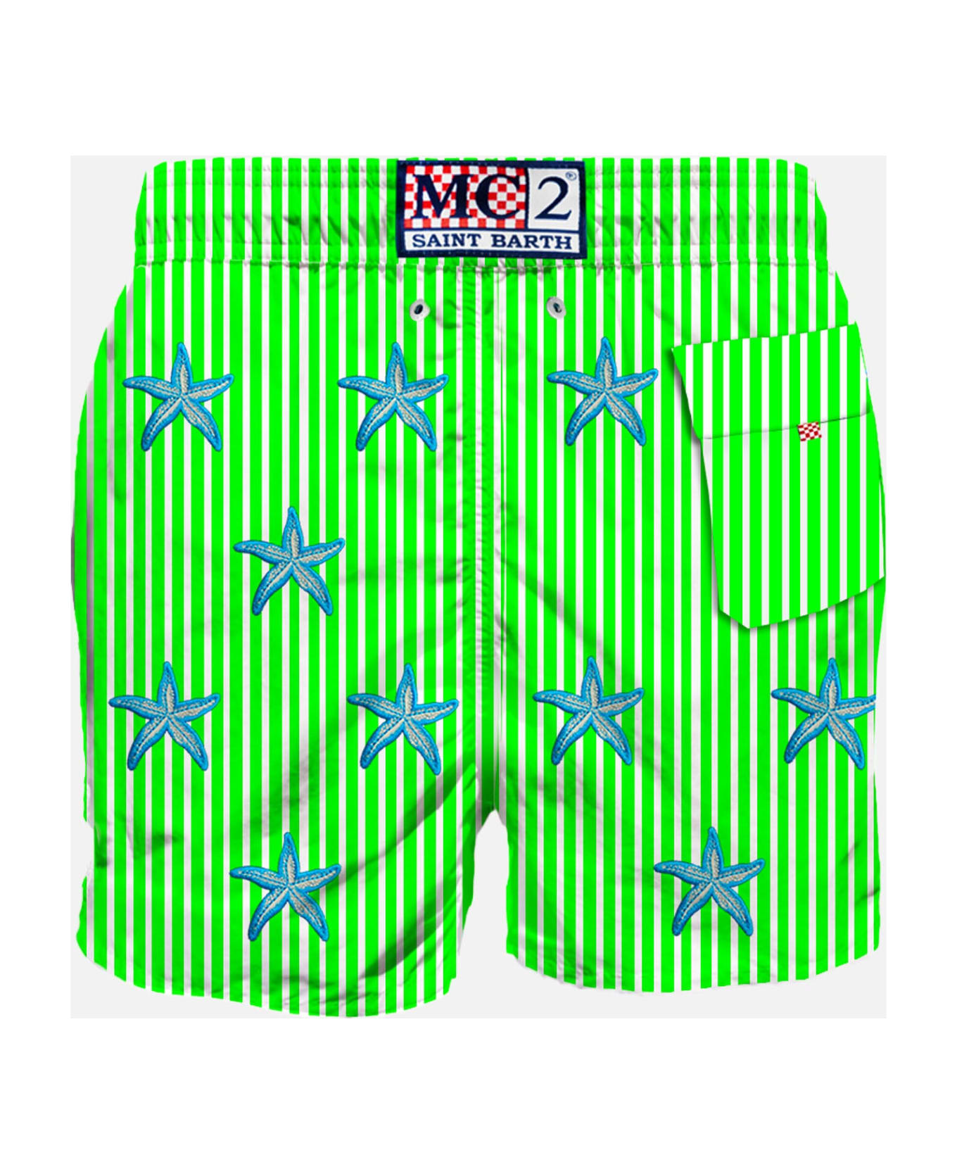 MC2 Saint Barth Man Classic Swim Shorts With Starfish Embroidery - WHITE