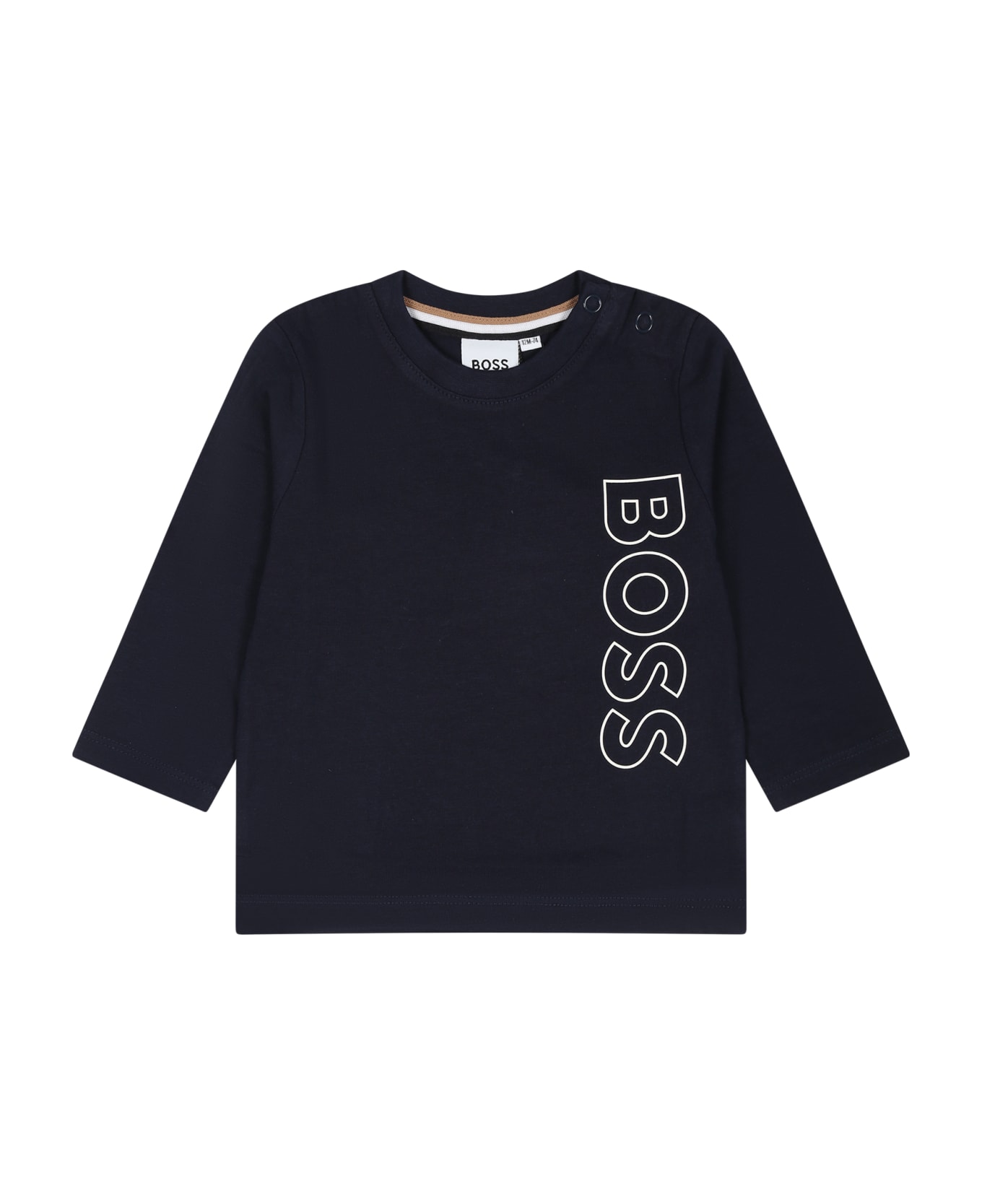 Hugo Boss Blue T-shirt With Logo For Baby Boy - Blue Tシャツ＆ポロシャツ
