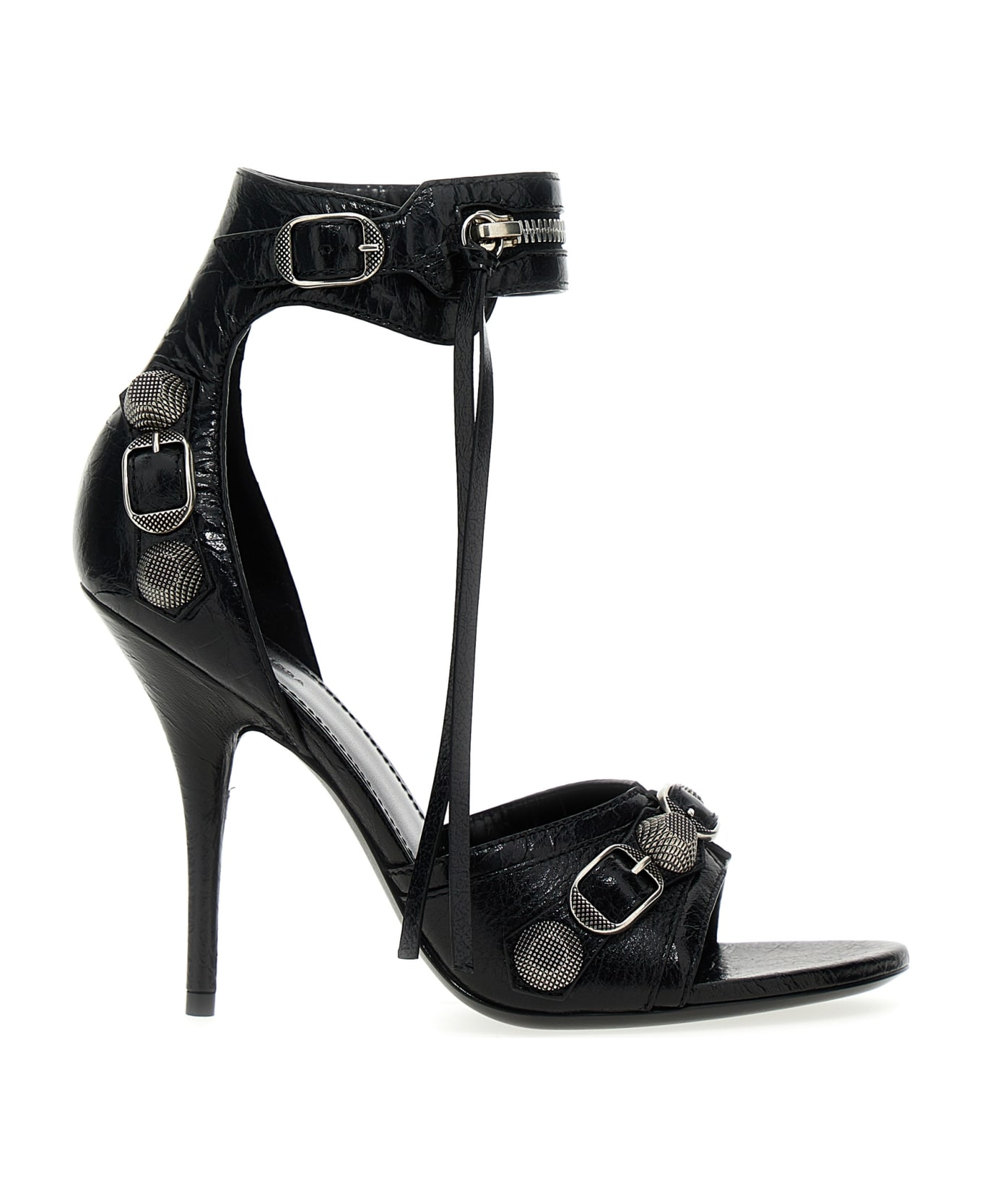 Balenciaga Sandals With Studs And Buckles In Leather - Black サンダル
