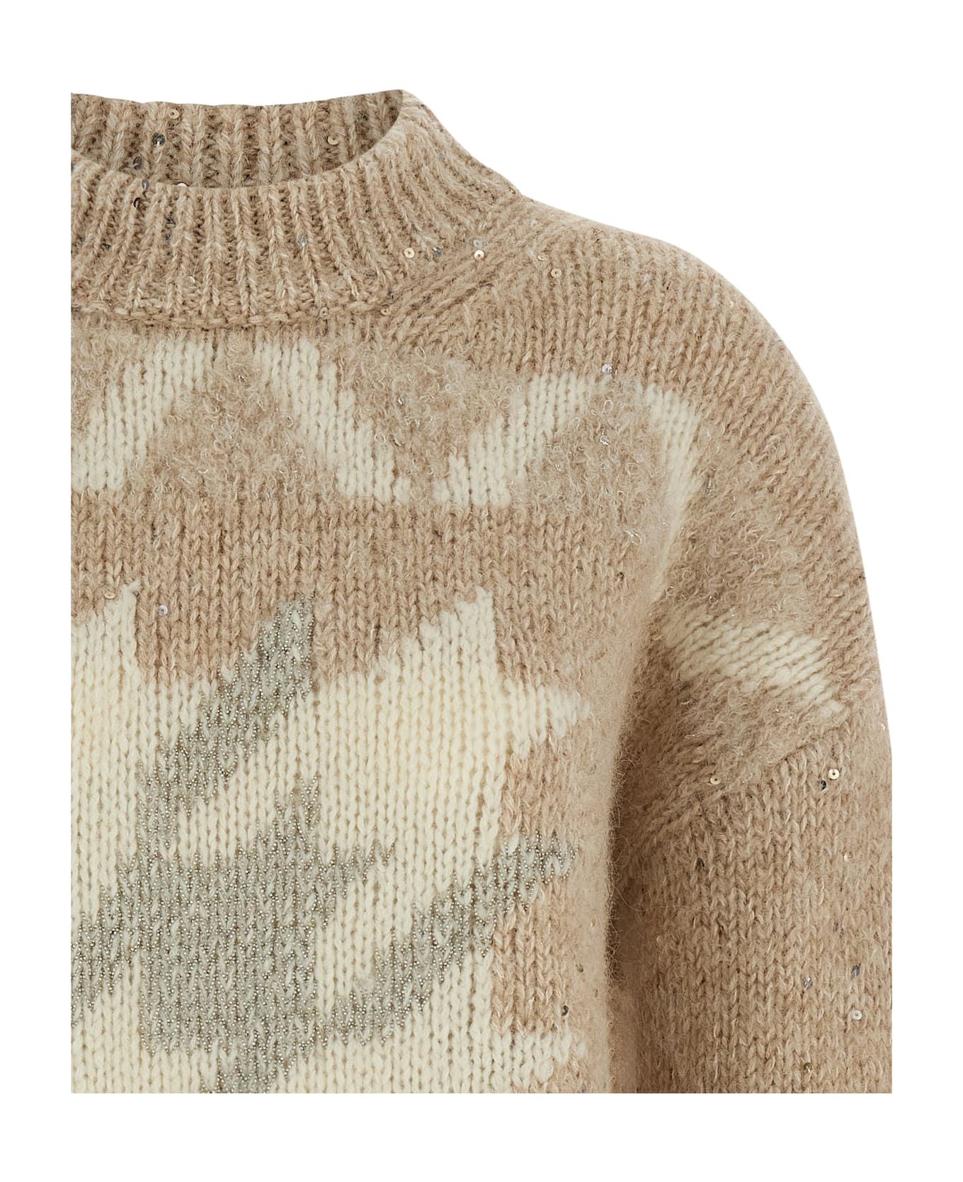 Peserico 
punto Luce
 Embroidery Sweater - Beige