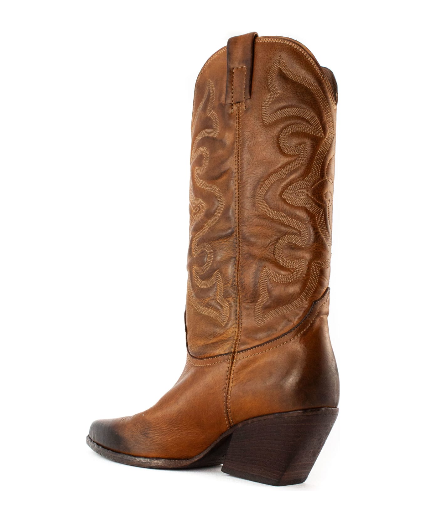 Elena Iachi Brown Leather Texan Boots - Brown