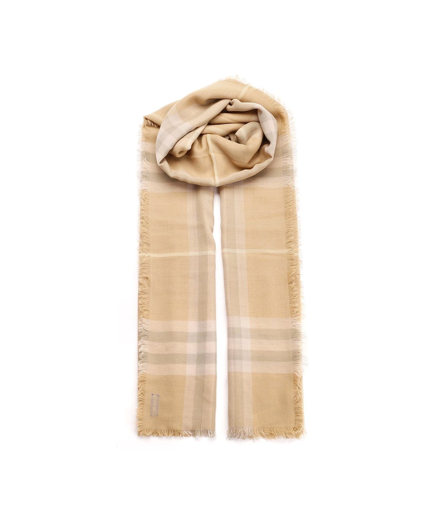 Burberry Check Wool Scarf - Beige