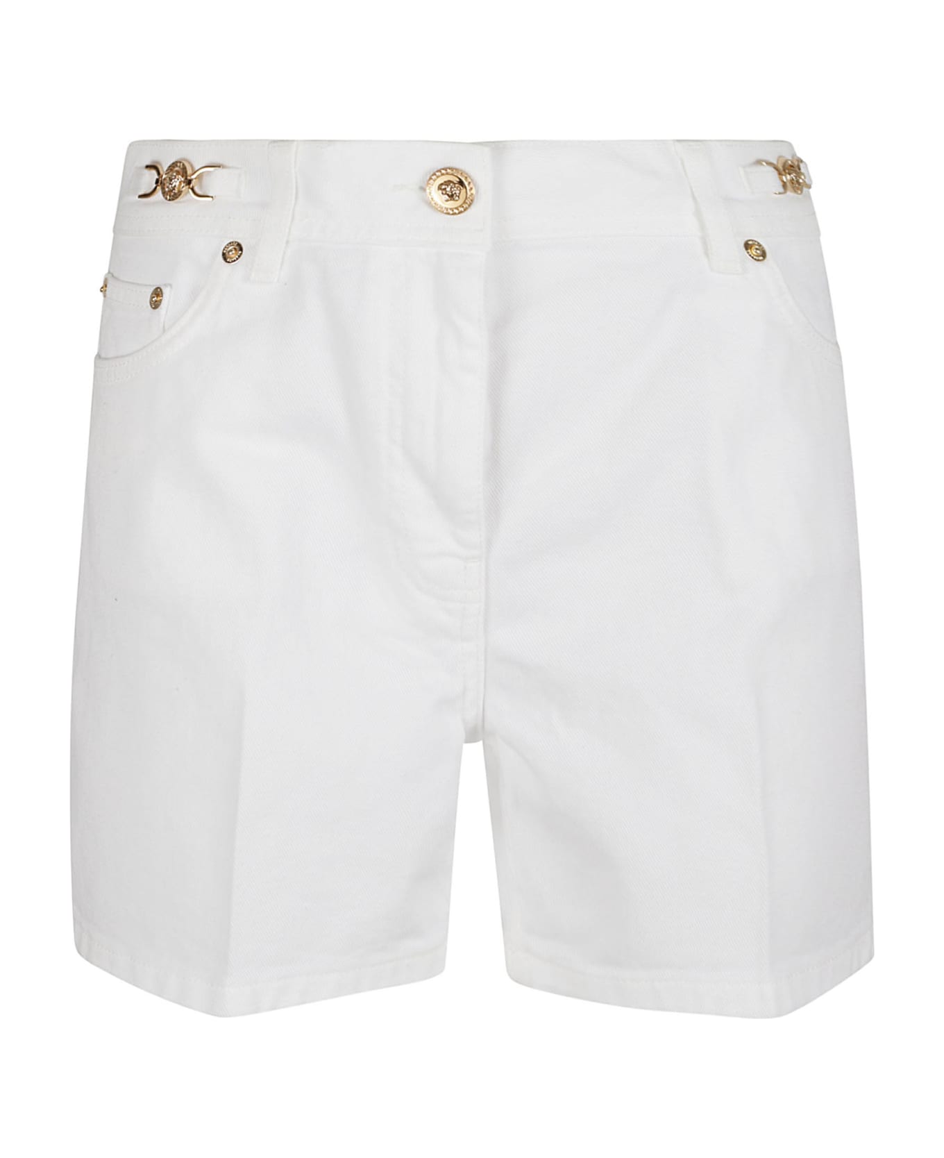 Versace Softened 5 Pockets Denim Shorts - White