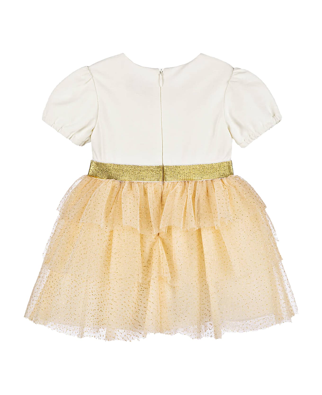 Moschino Ivory Dress For Baby Girl With Teddy Bear - Ivory