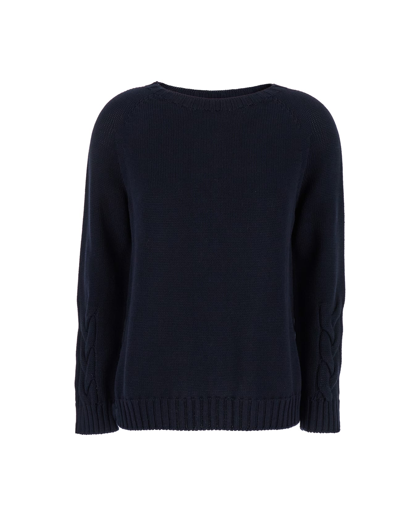 
S Max Mara 
harald
 Blue Cable-knit Sweater With U Neckline In Cotton Woman - Blu