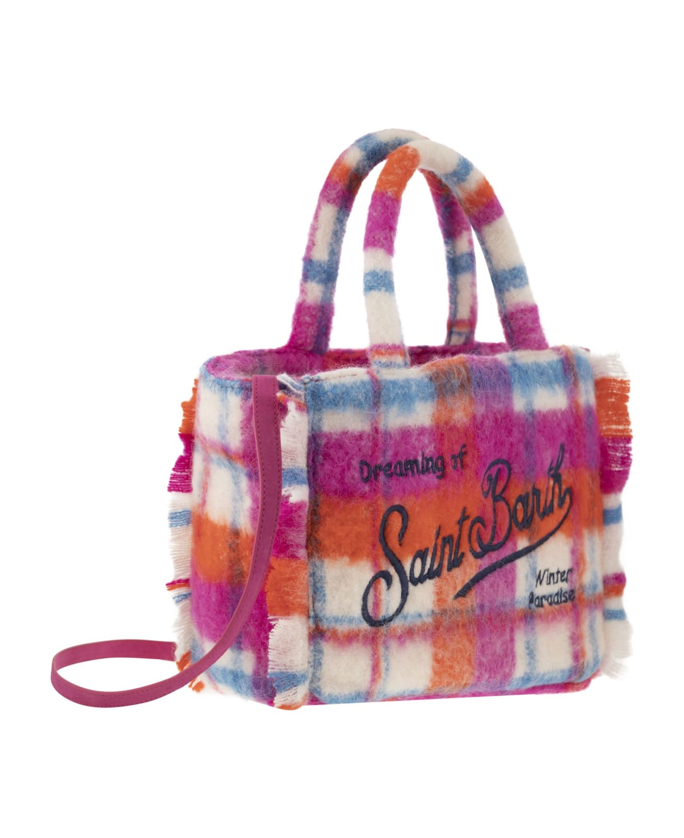 MC2 Saint Barth Wooly Colette Handbag With Fringes And Tartan Pattern - Multicolor