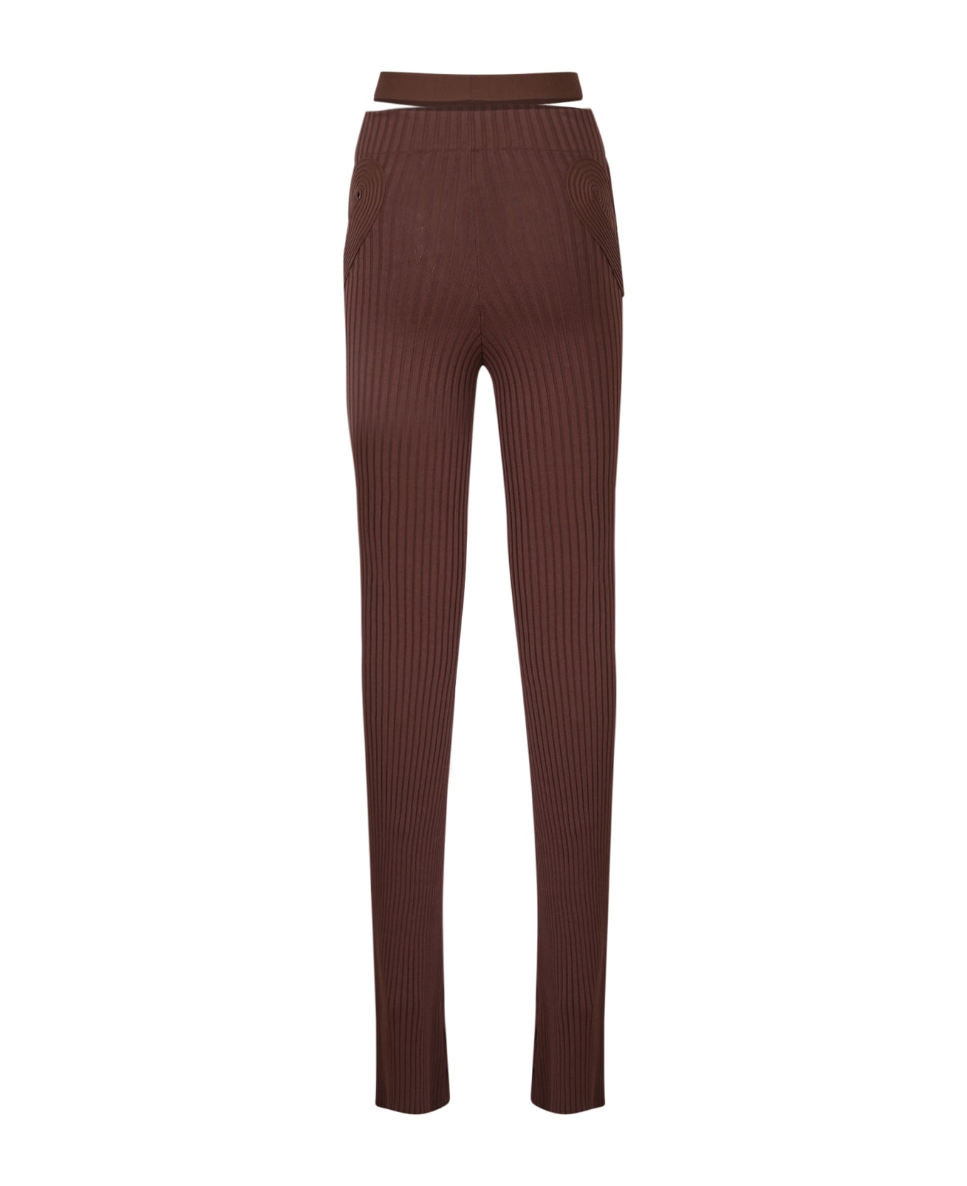 ANDREĀDAMO Ribbed Knit Slim Trousers - Brown