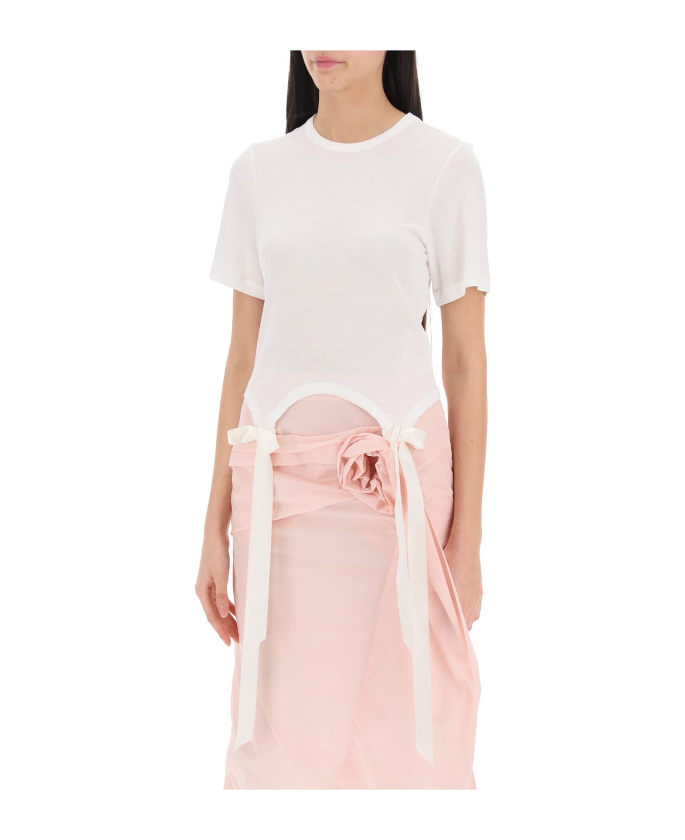 Simone Rocha Easy T-shirt With Bow Tails - IVORY (White)