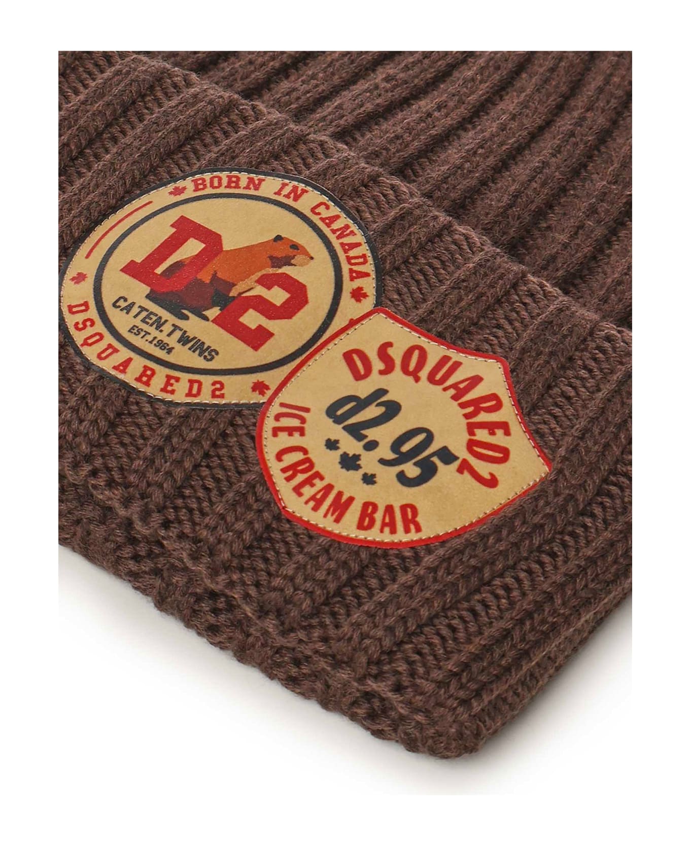 Dsquared2 Wool Logo Beanie - Brown