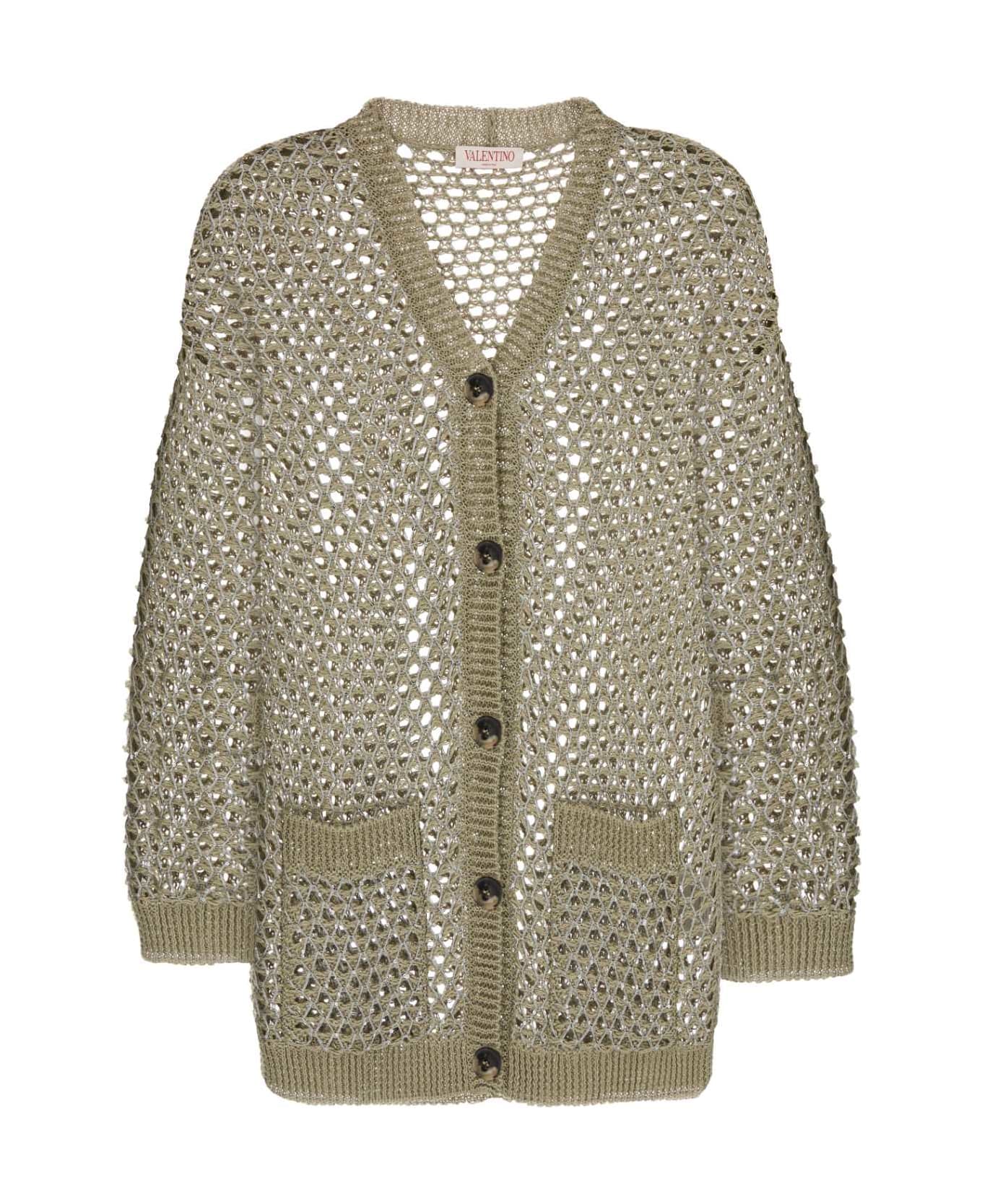 Valentino Garavani Embellished Crochet Cardigan - ECRUSILVER