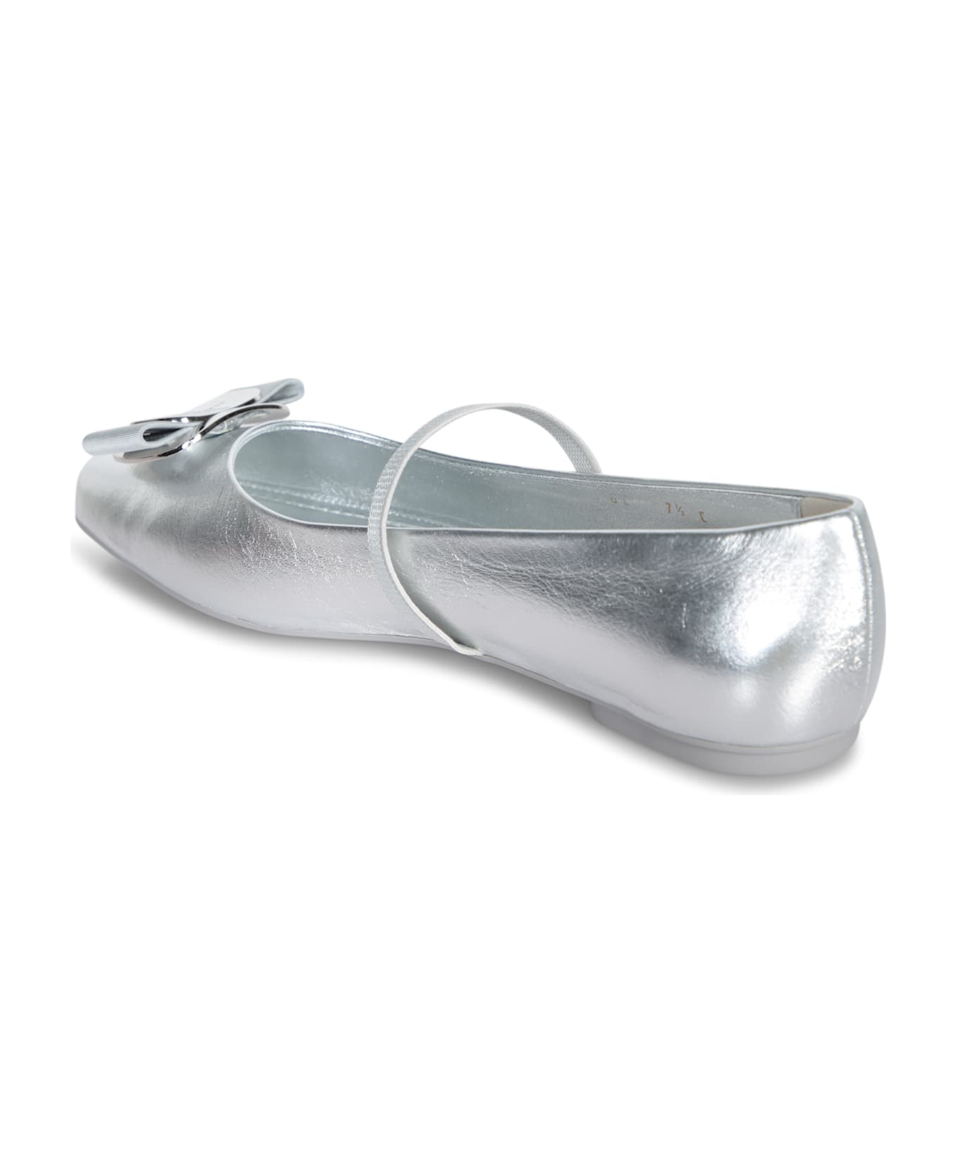 Ferragamo New Vara Silver Ballerina Shoes - Metallic