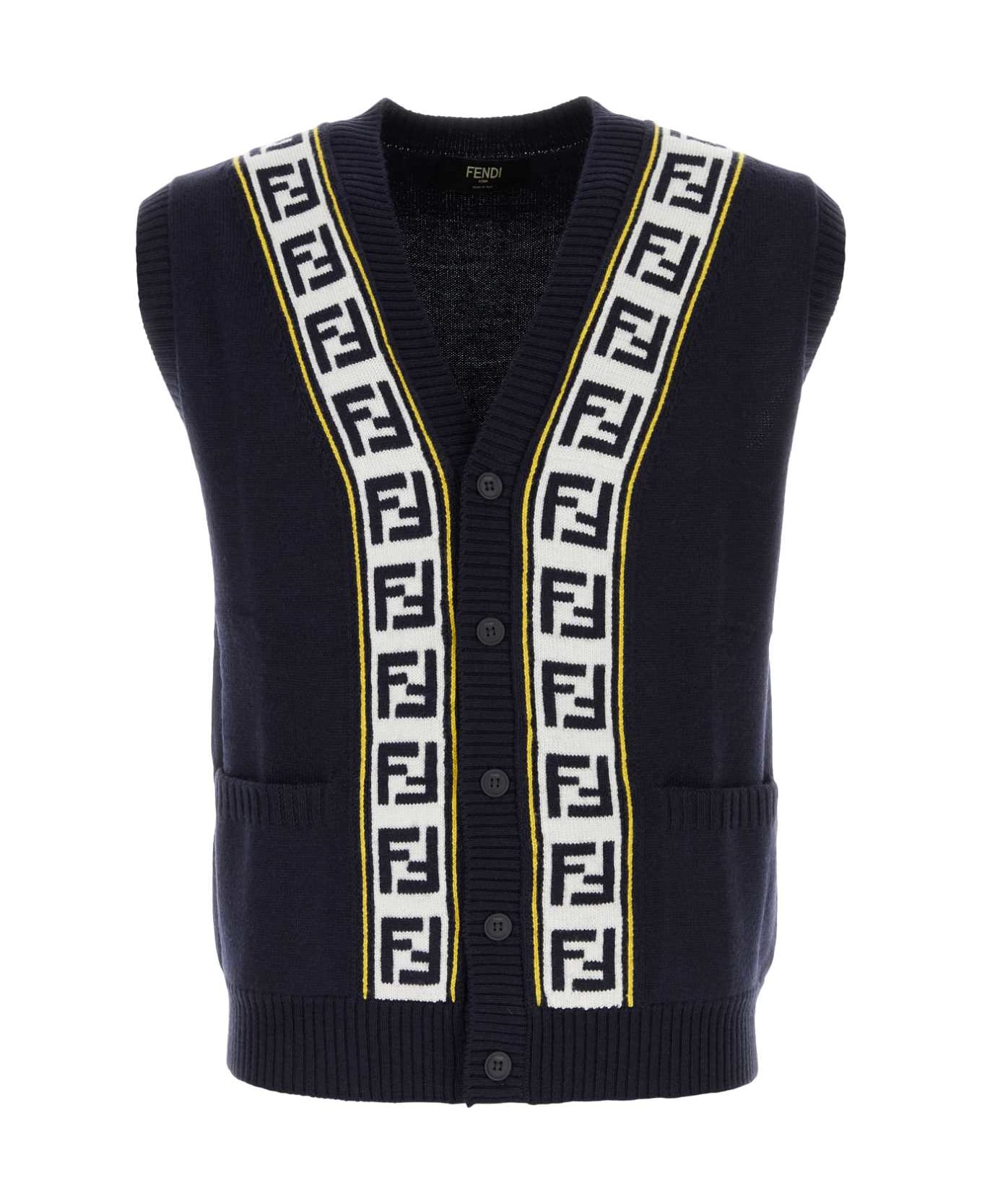 Fendi Navy Blue Wool Vest - BLUDARK ベスト
