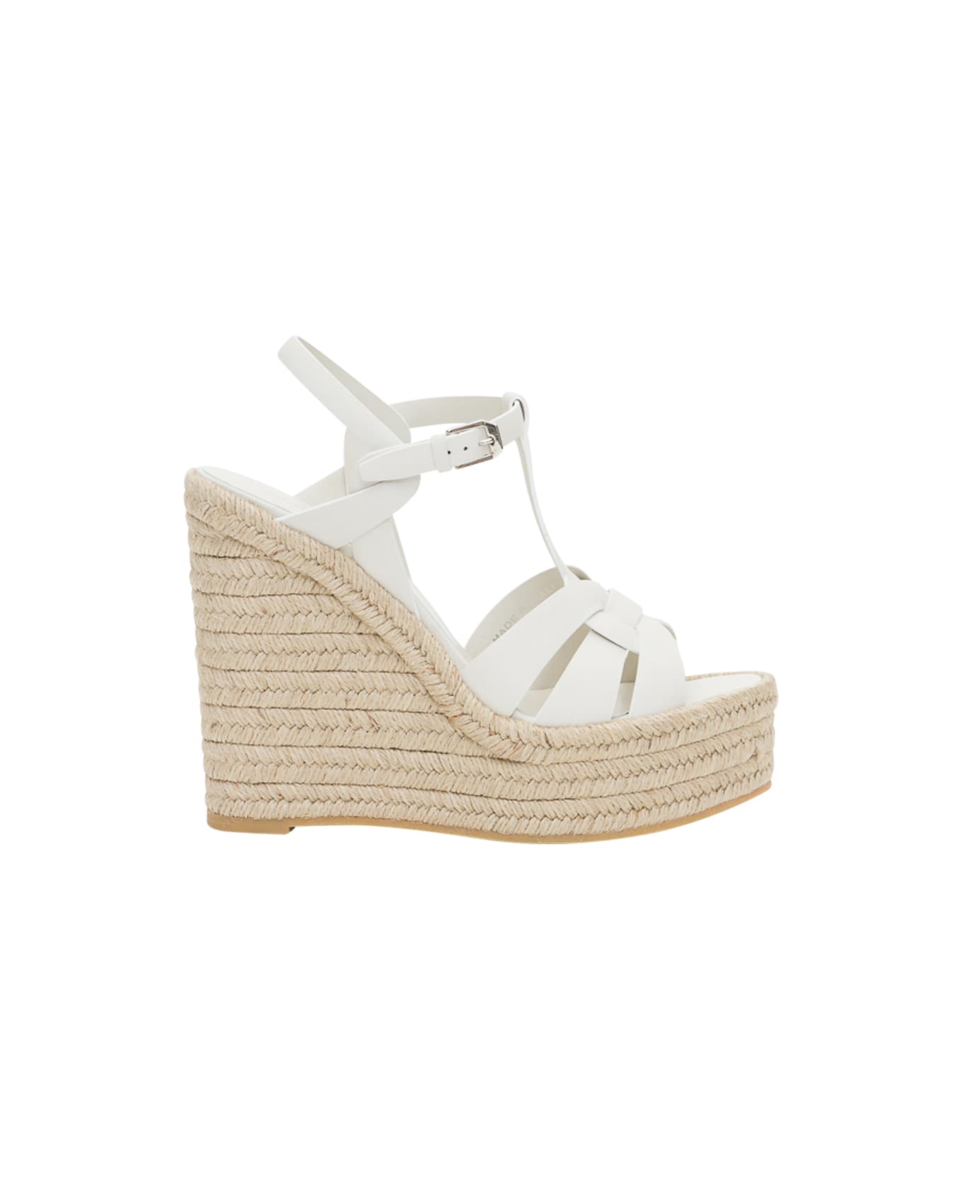 Saint Laurent Espadrille Sandals In Leather - Porcellana
