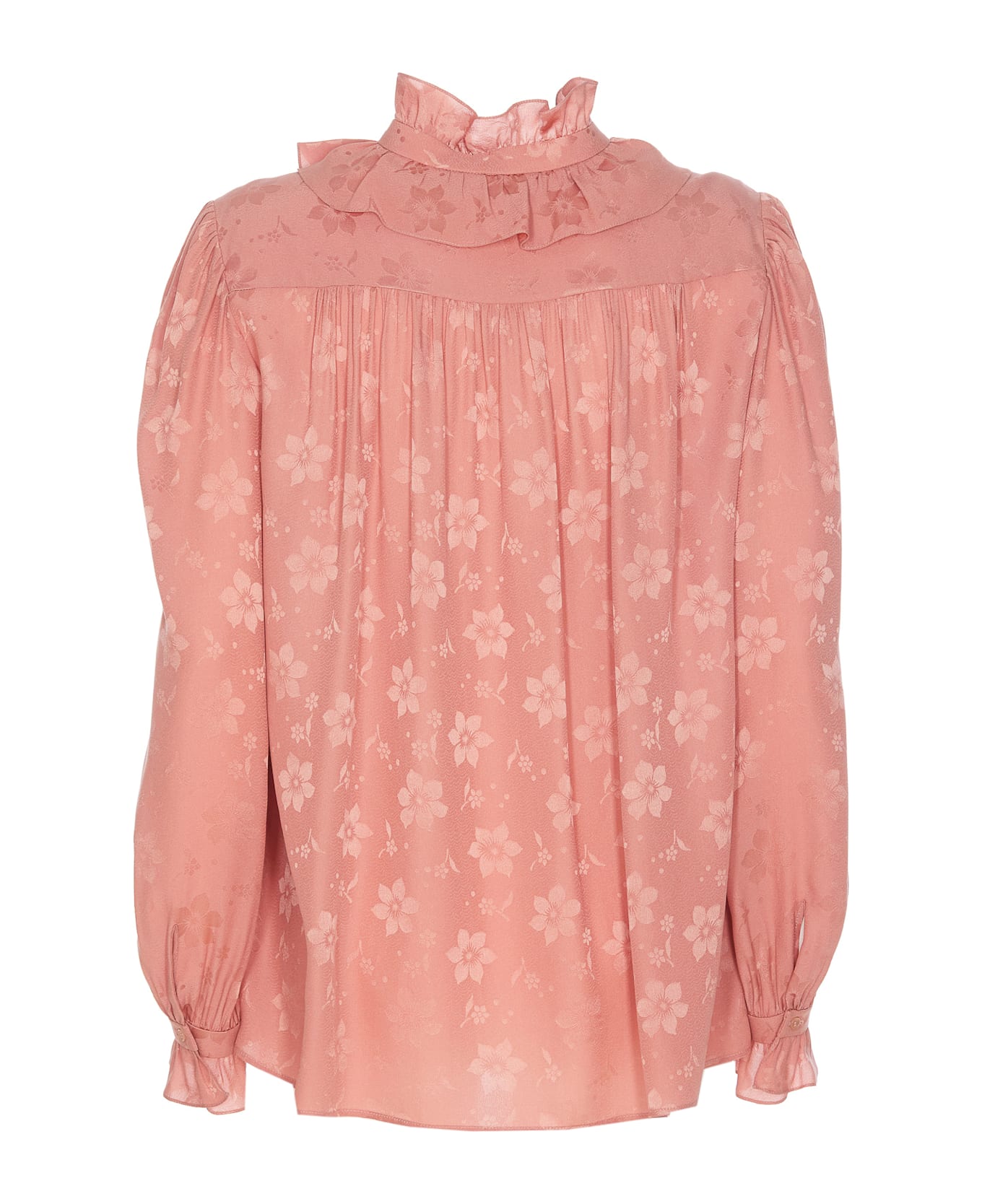Chloé Fluid Jacquard Silk Shirt - PINK