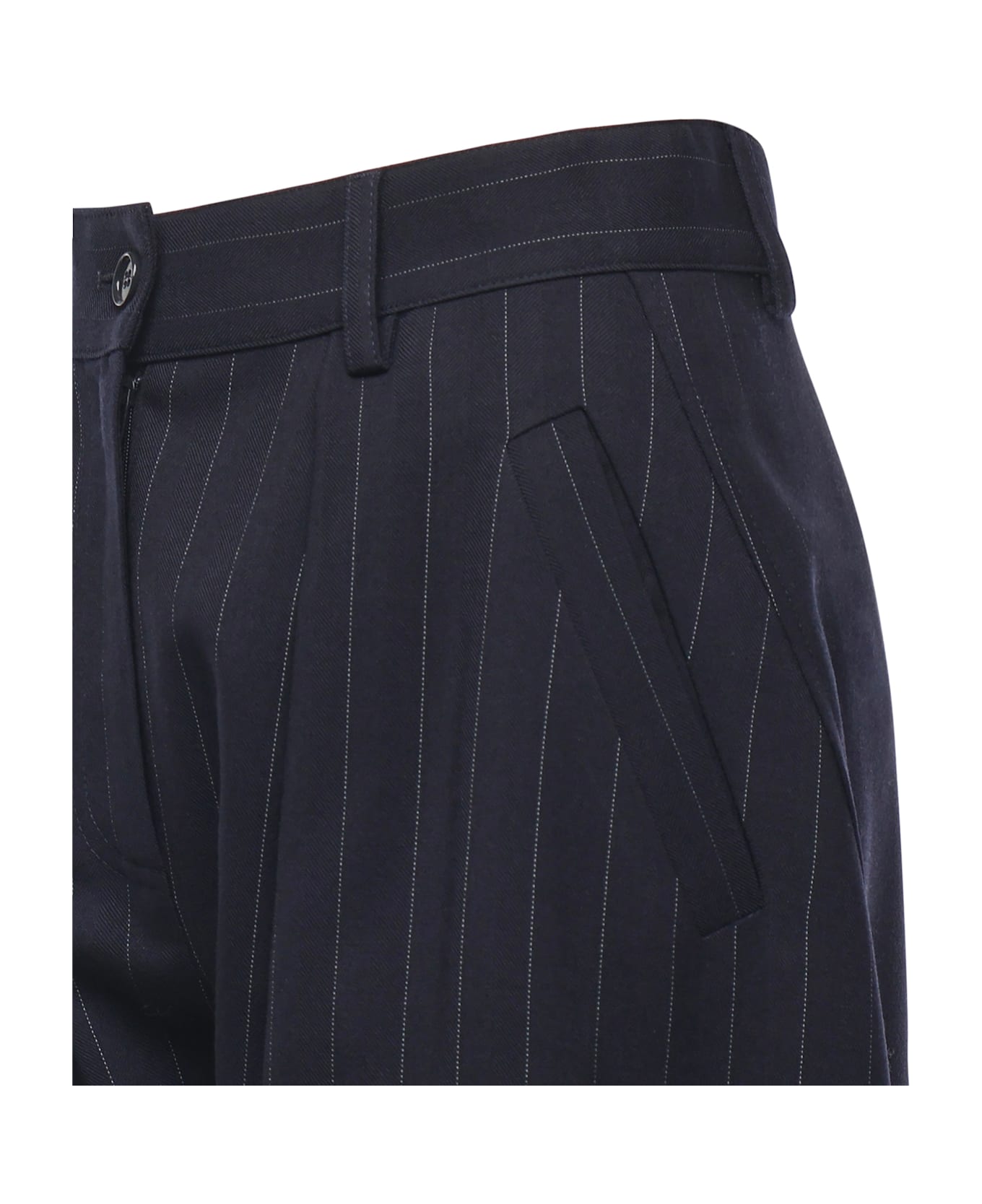 Pinko Pinstriped Wool Balloon Trousers - Blue ボトムス