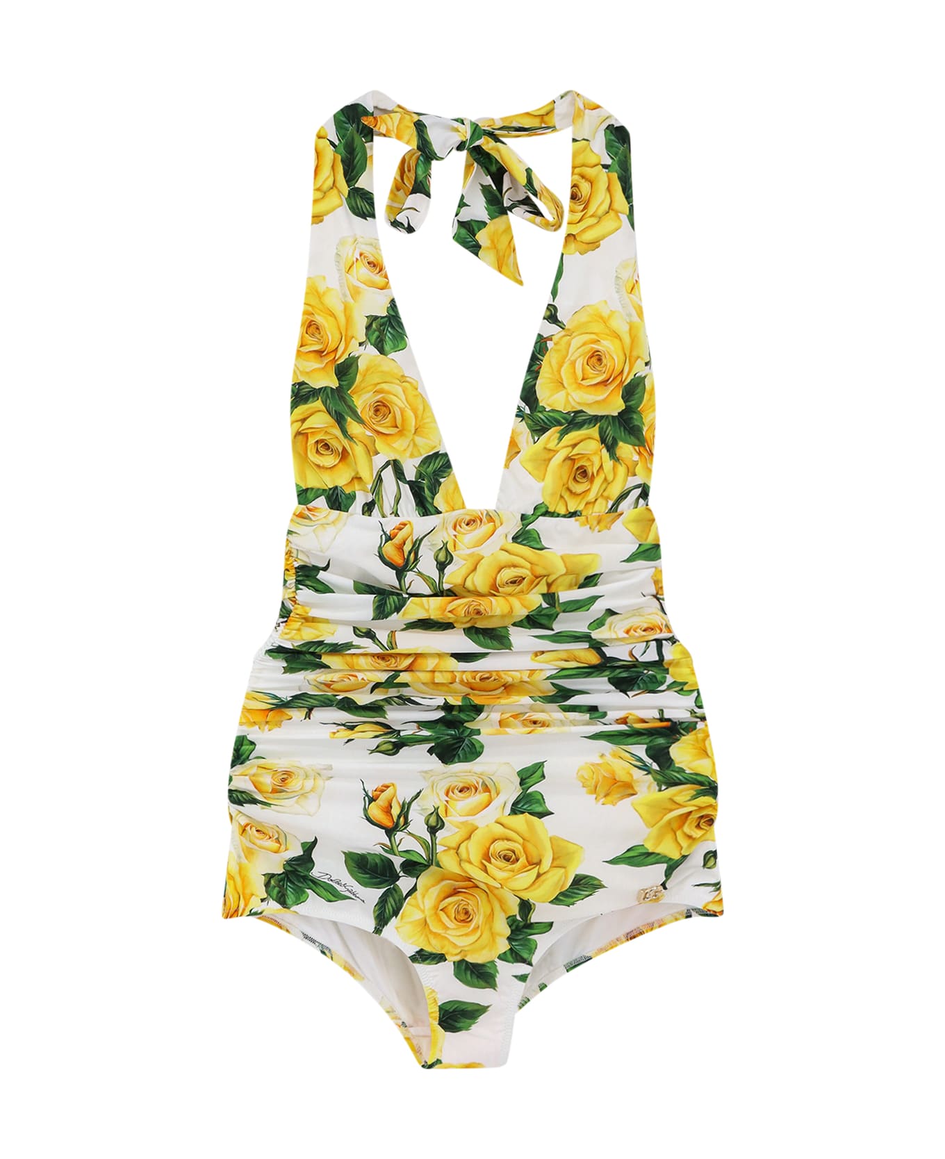 Dolce & Gabbana One-piece Swimsuits With Flower Print - Yellow