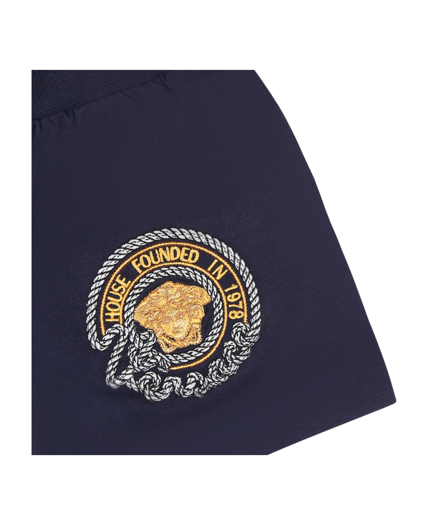 Versace Blue Shorts For Baby Boy With Medusa - Blue ボトムス