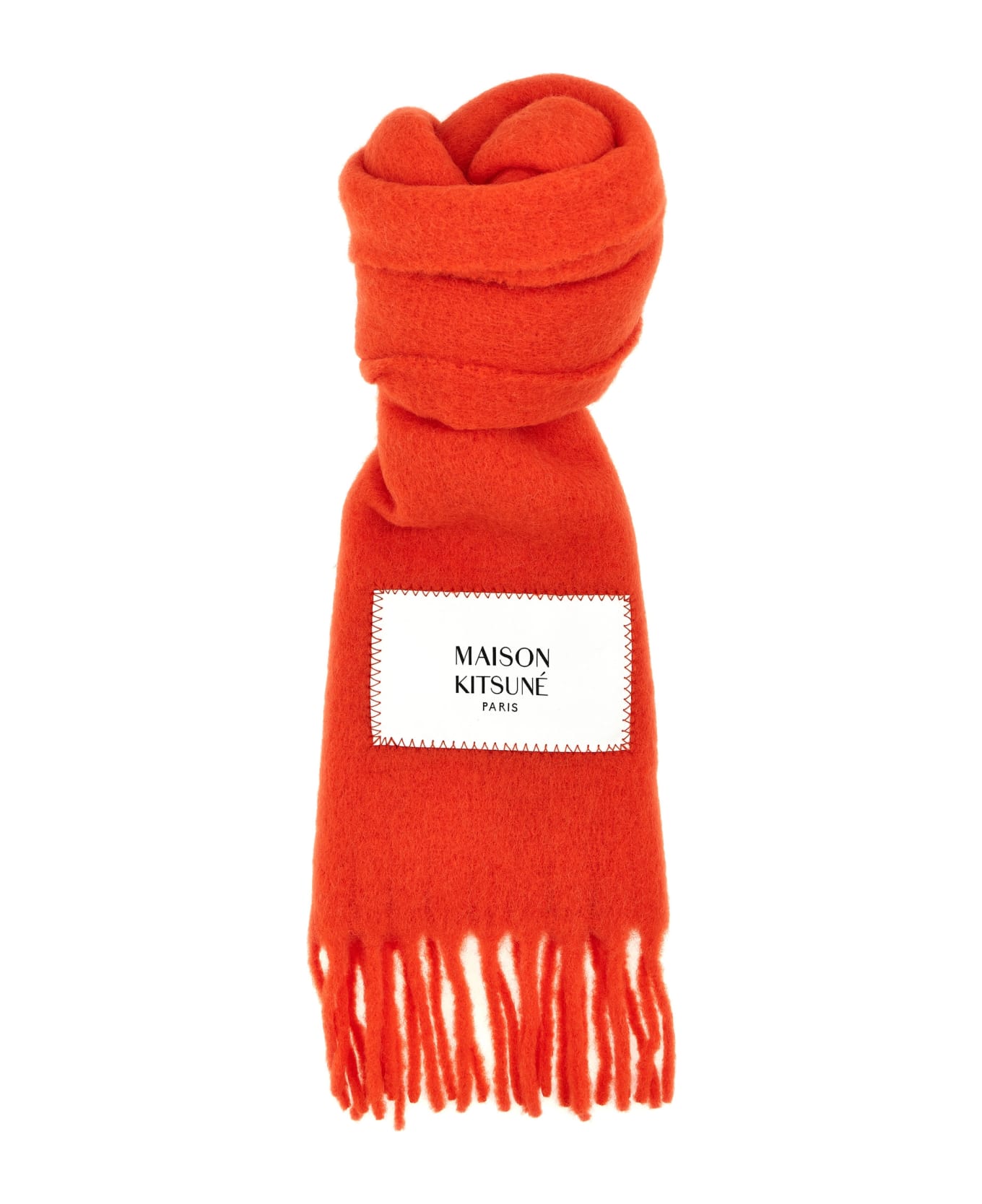 Maison Kitsuné Logo Label Scarf - P641 WILD STRAWBERRY