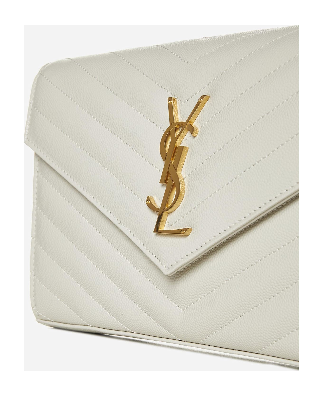 Saint Laurent Cassandre Wallet Chain - Bianco