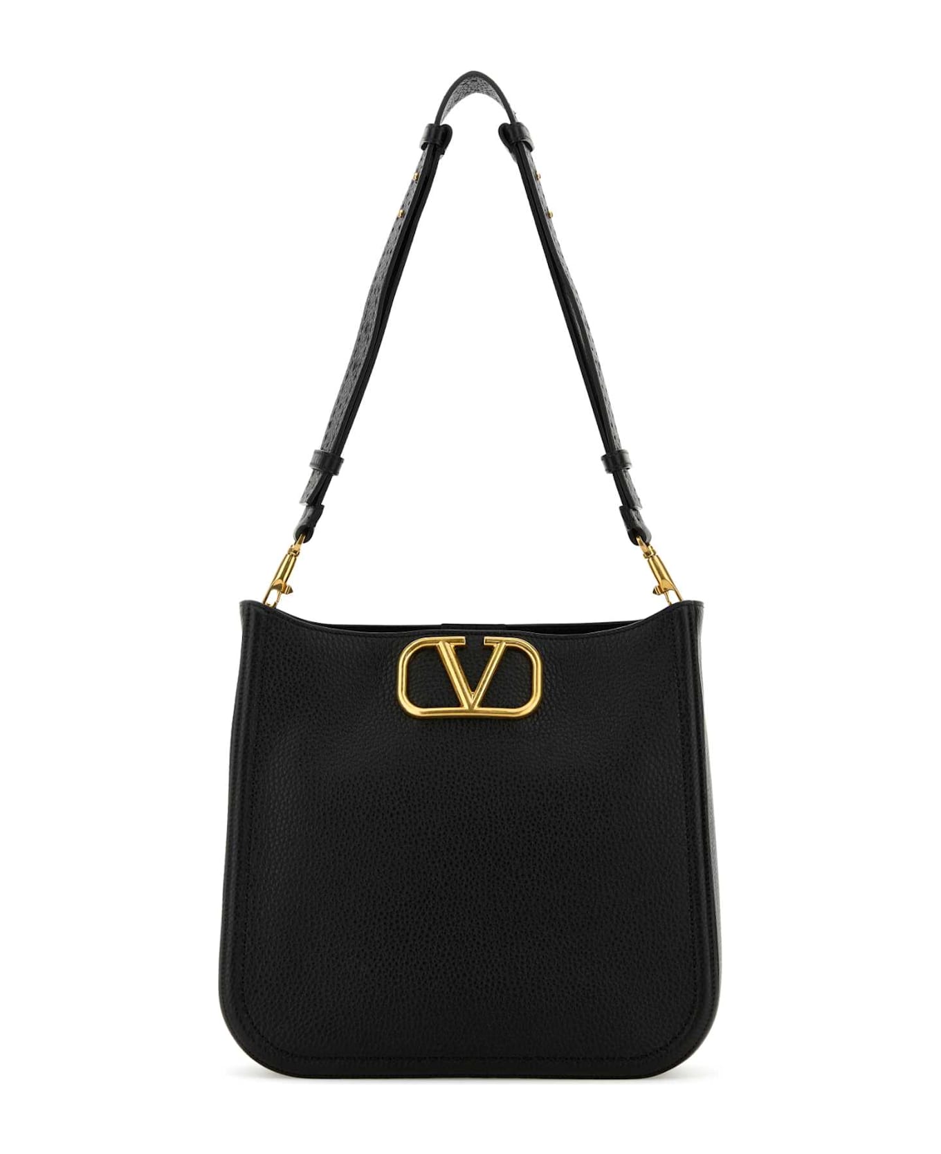 Valentino Garavani Black Leather Vlogo Crossbody Bag - NERO