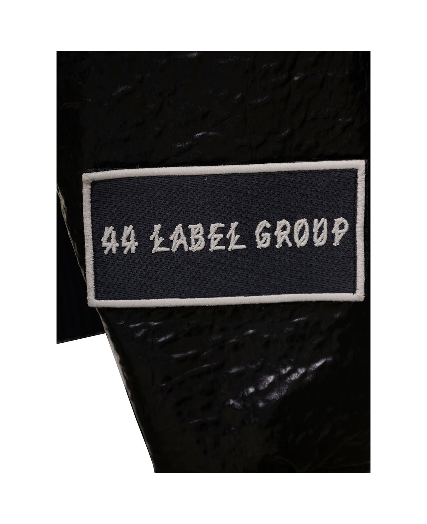 44 Label Group Black Varsity Jacket With Faux Leather Sleeves And Logo Patch Man - Black