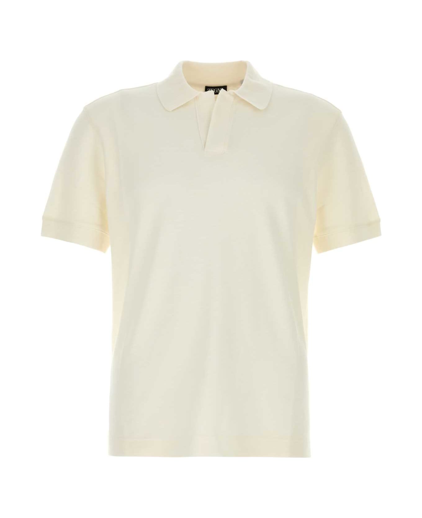Zegna Ivory Cotton Blend Polo Shirt - N01