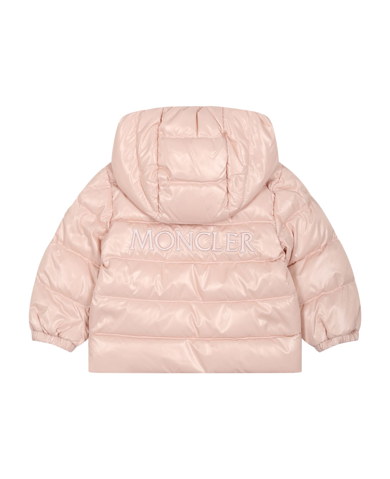 Moncler Pink Anand Down Jacket For Baby Girl With Logo - Pink