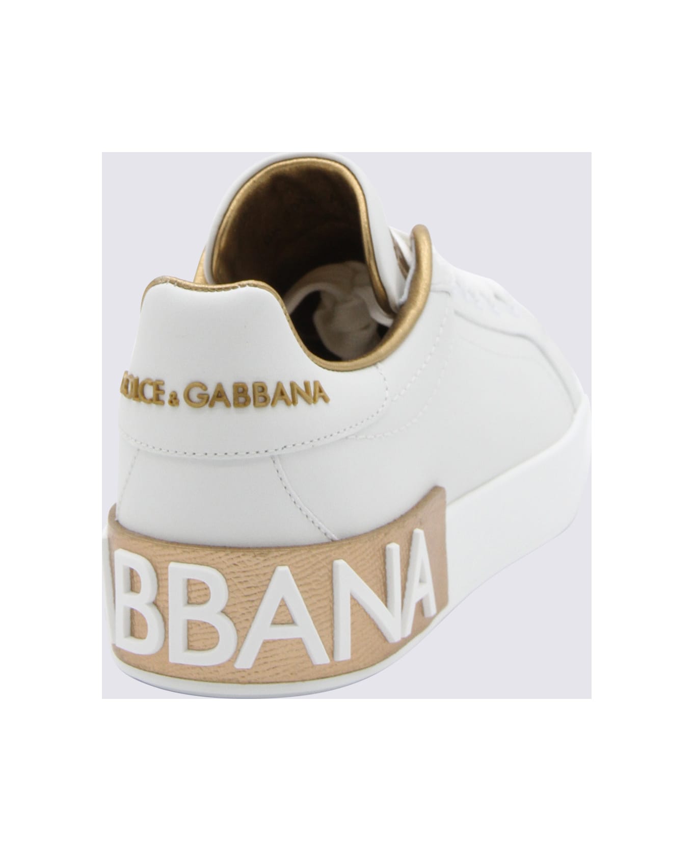 Dolce & Gabbana White Leather Portofino Sneakers - White