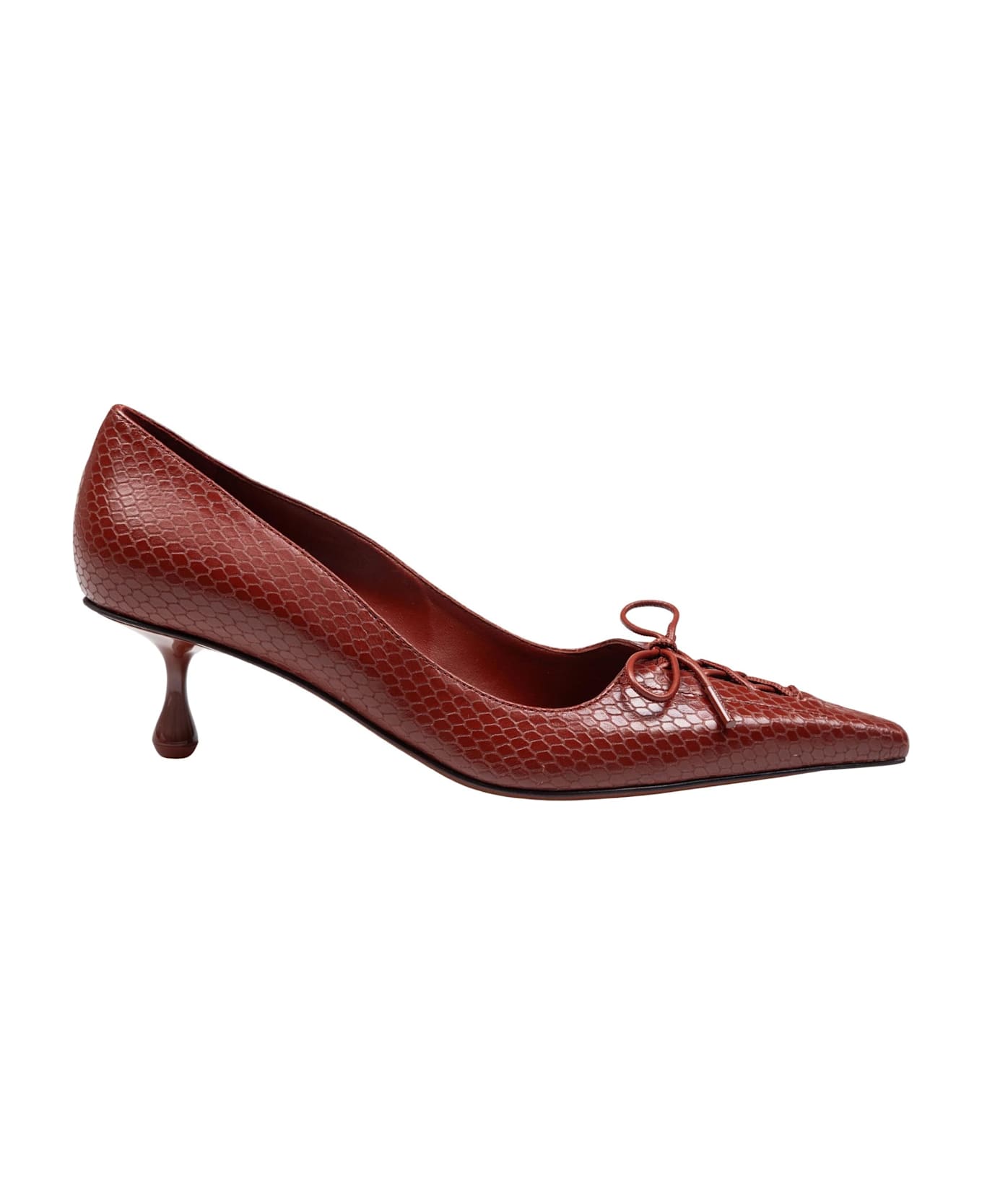 Jimmy Choo Scarlett 50 Pumps In Leather With Snakeskin Print Cognac Color - Cognac