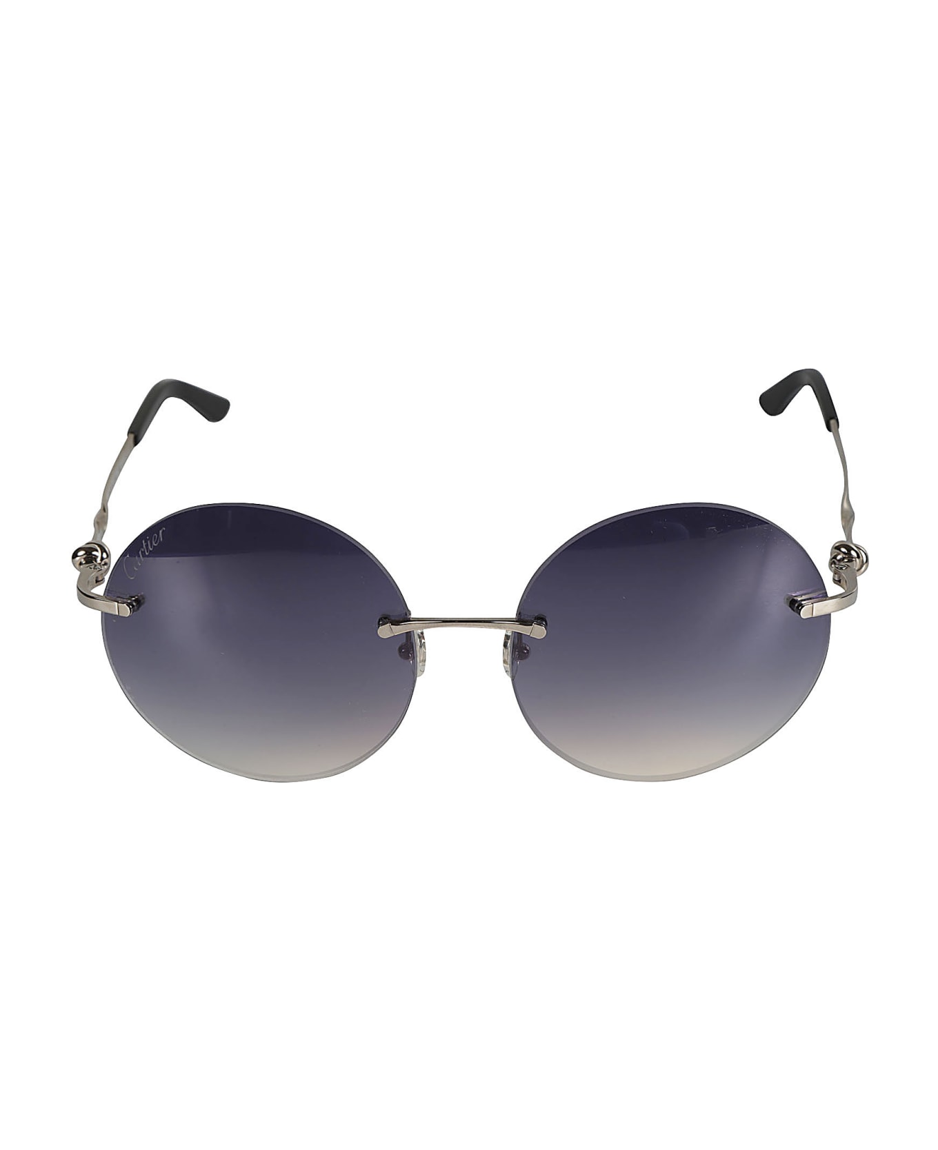Cartier Eyewear Round Classic Sunglasses - platinum サングラス