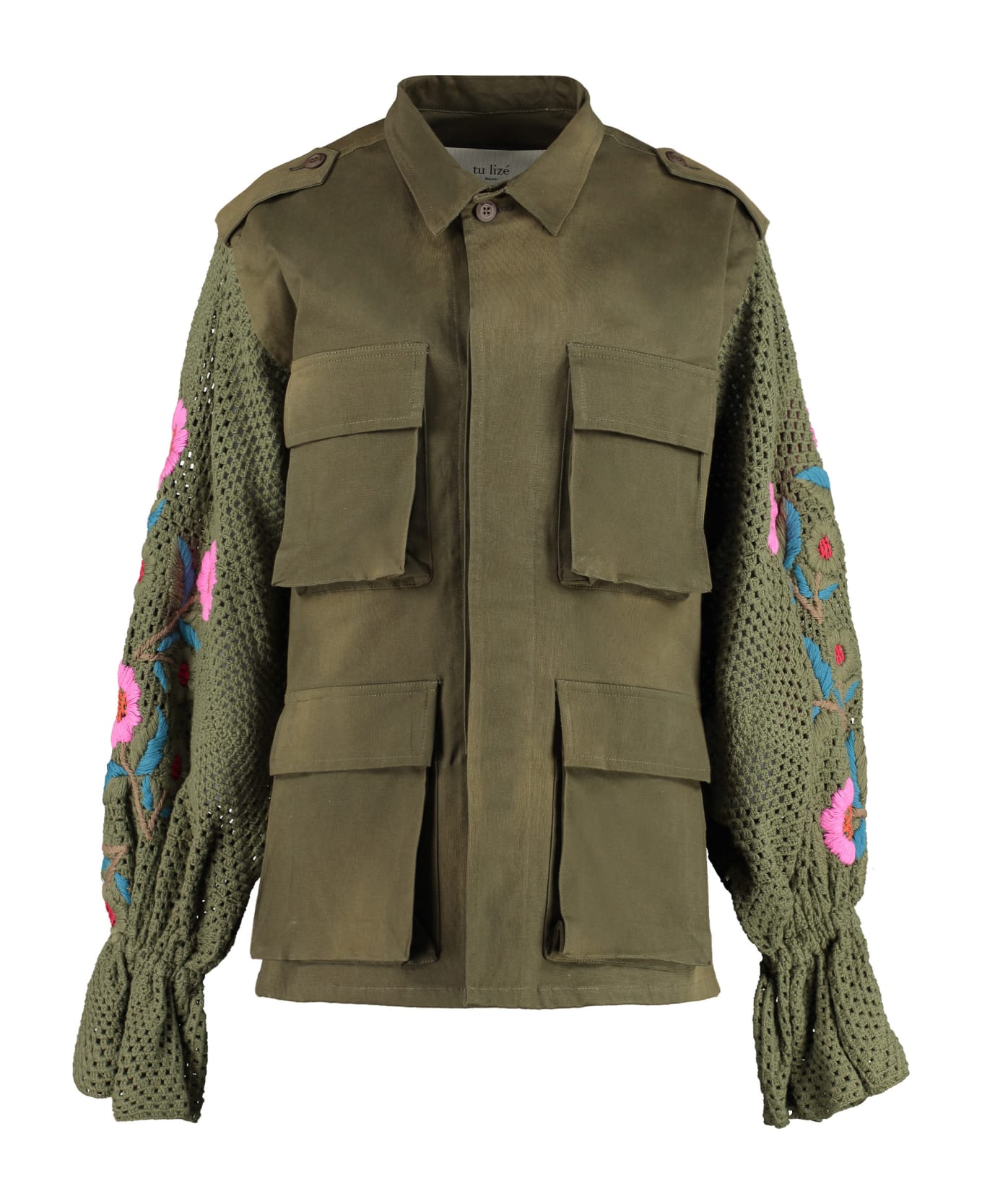 Tu Lizé Jacket With Knitted Sleeves - green