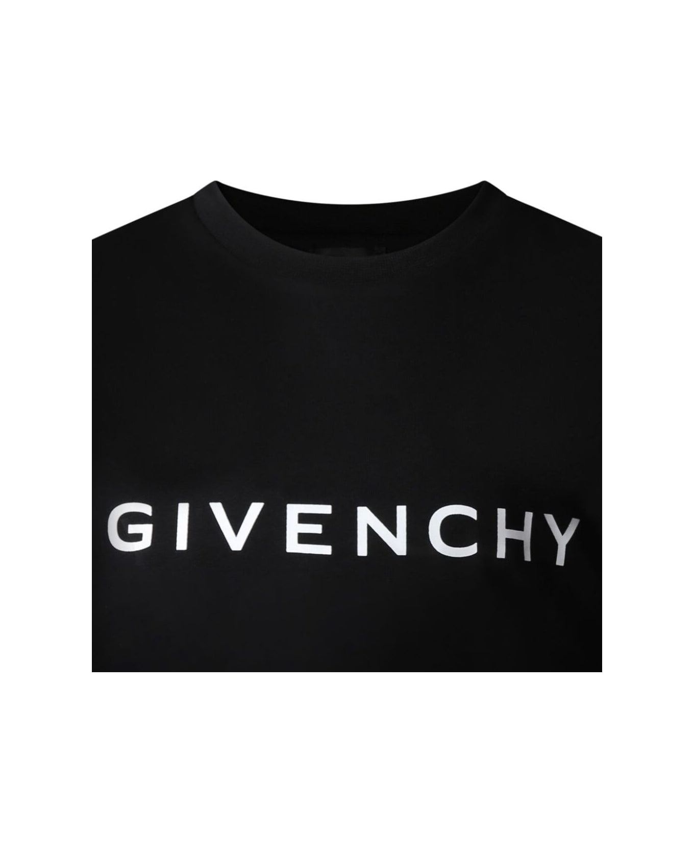 Givenchy Black Crewneck T-shirt With Logo Lettering On The Front And Maxi 4g Logo On The Rear In Cotton Boy - Black