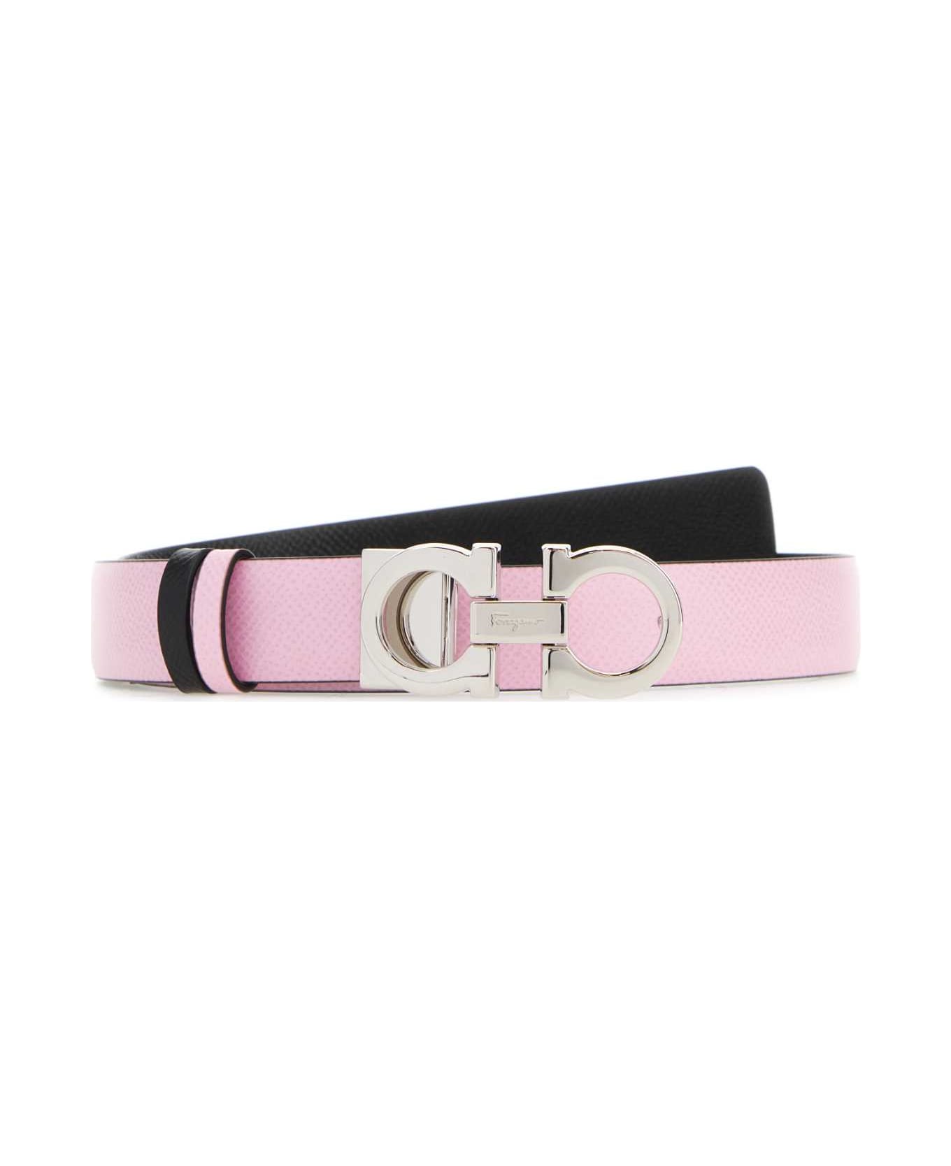 Ferragamo Pink Leather Reversible Belt - NEROPINK ベルト
