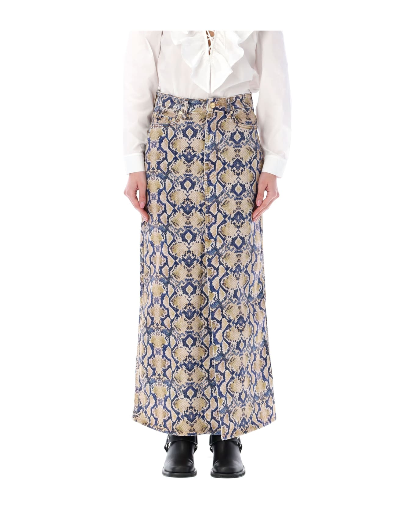 Ganni Snake Printed Long Skirt | italist