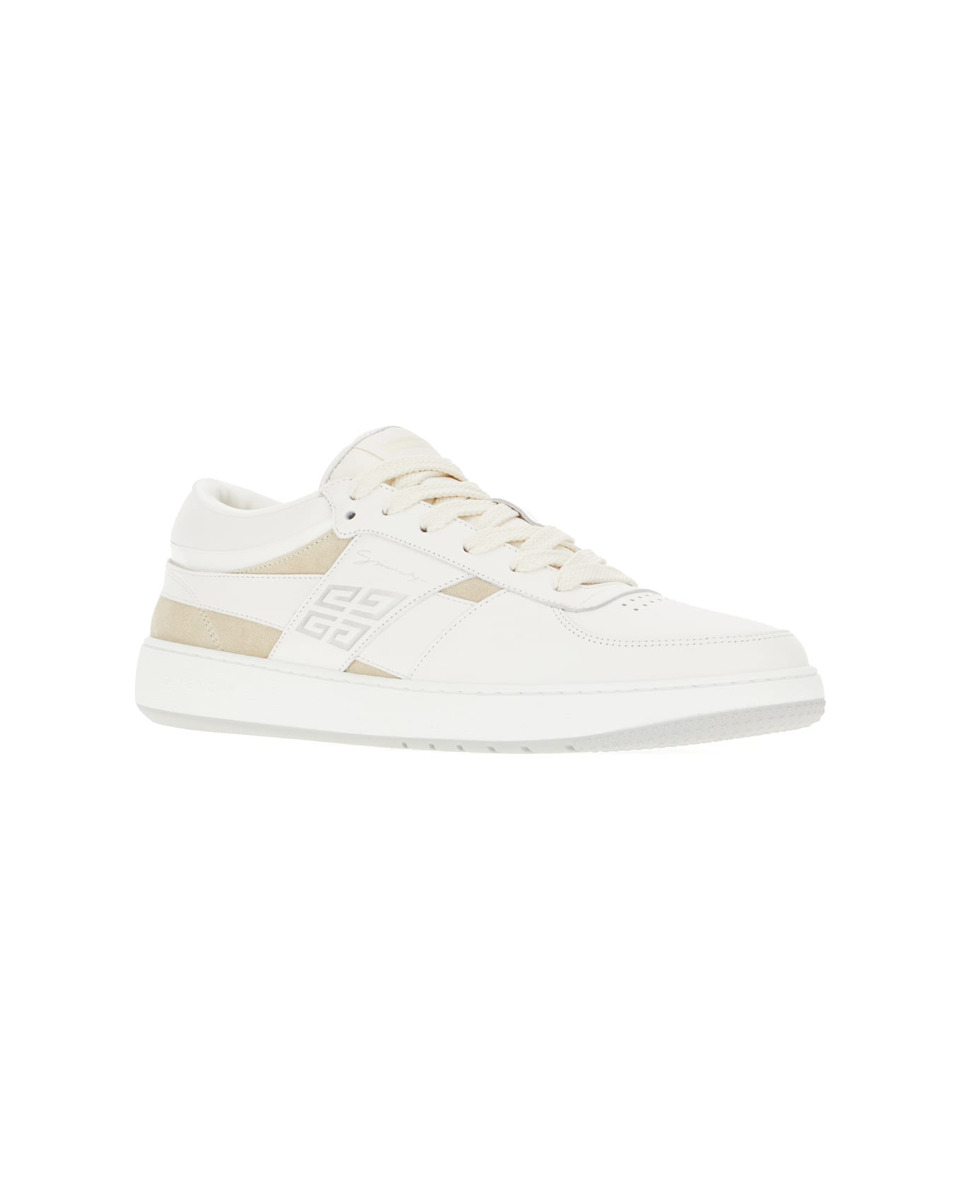 Givenchy White Leather G Move Sneakers - WHITE BEIGE