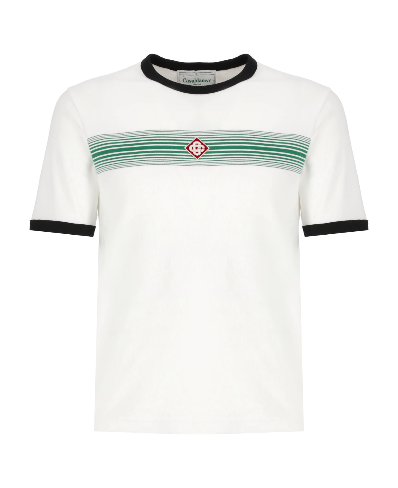 Casablanca Logo Stripe Ringer T-shirt - White