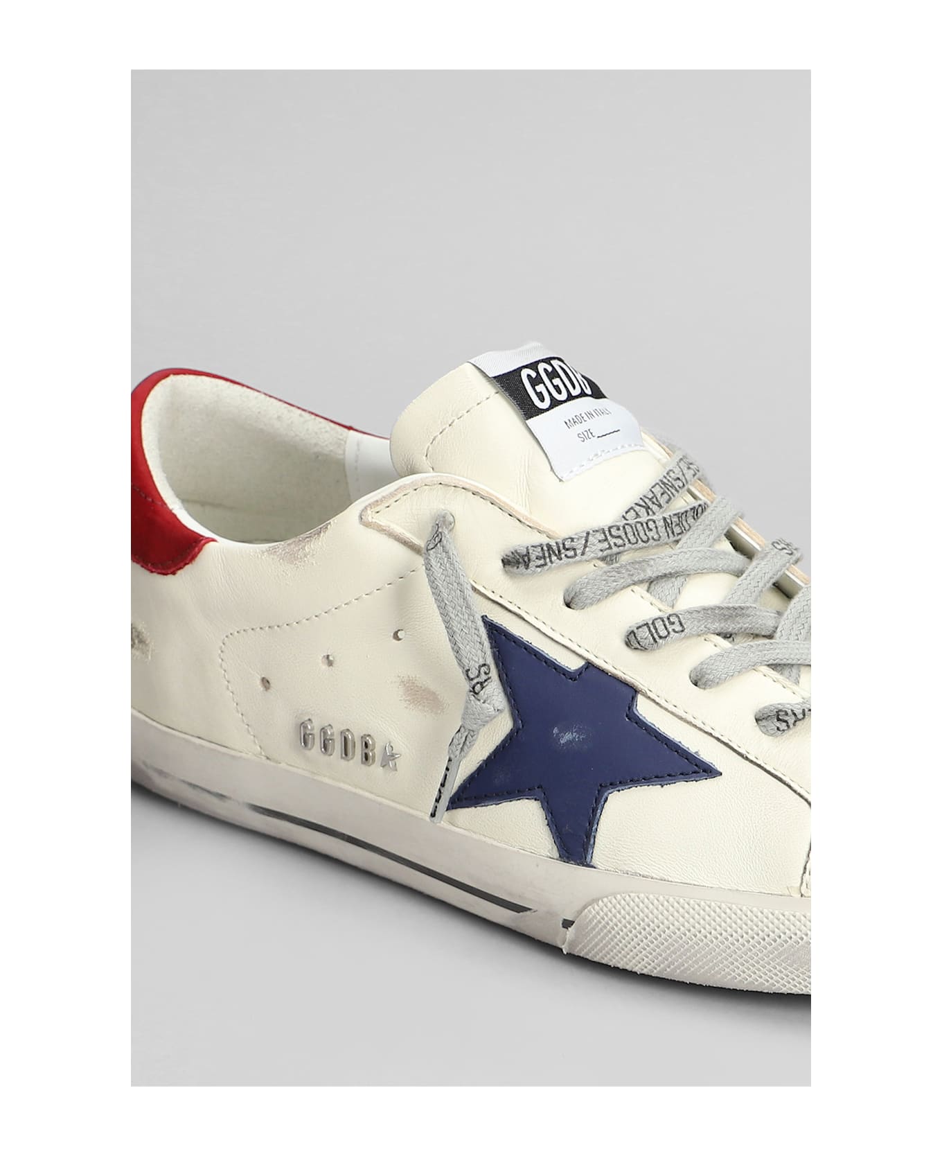 Golden Goose White Leather Snekaer - White/blue/red