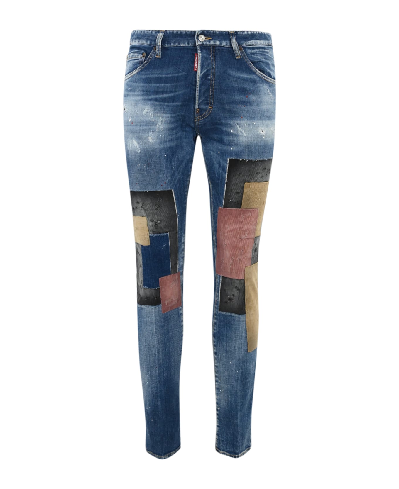 Dsquared2 Skinny Cool Guy Jeans With Patches - BLUE