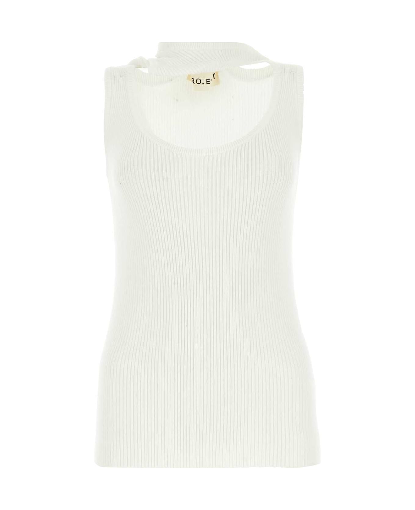 Y/Project White Stretch Cotton Blend Top - WHITE