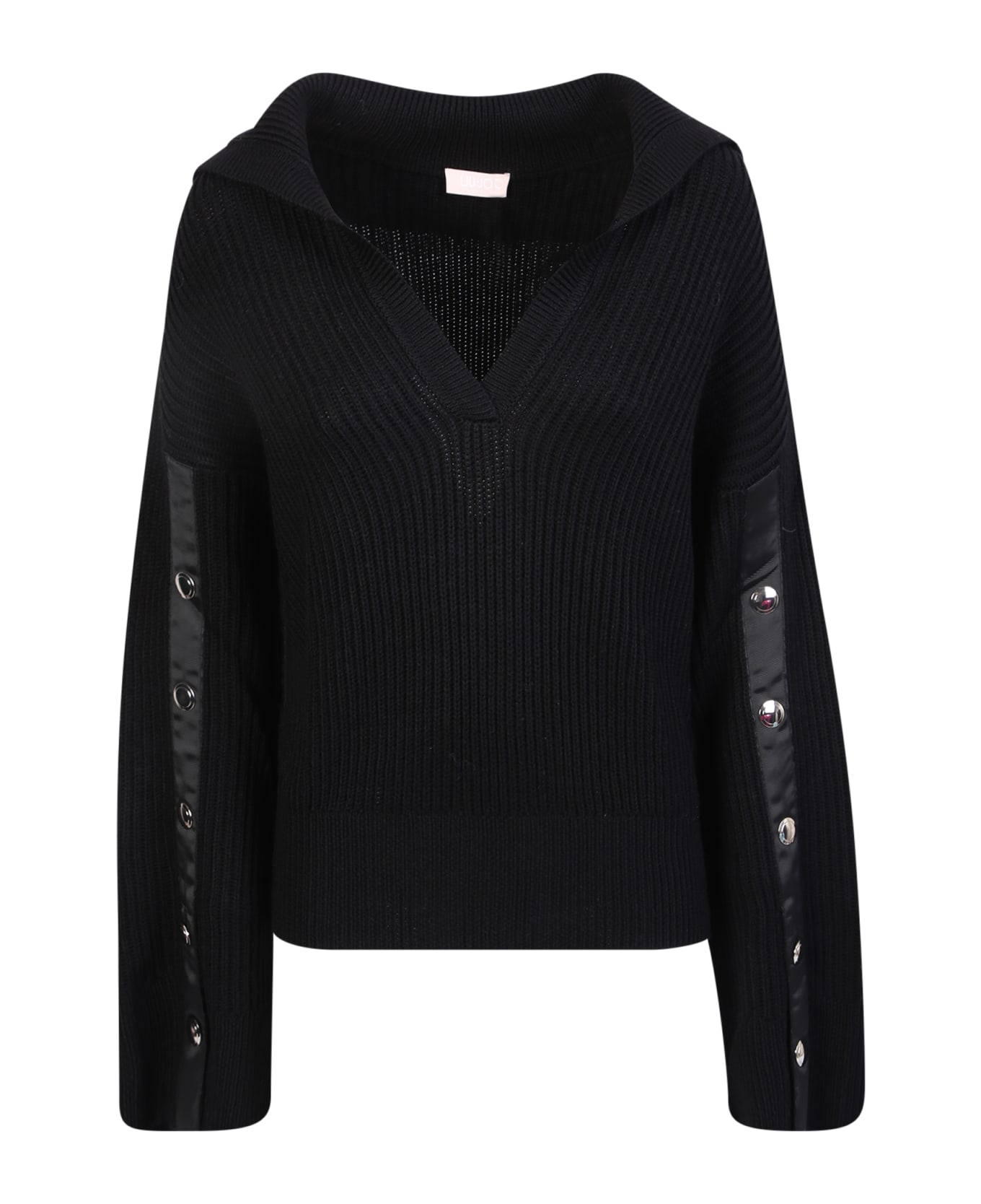 Liu-Jo Black Knit Sweater With Gold Buttons - Black