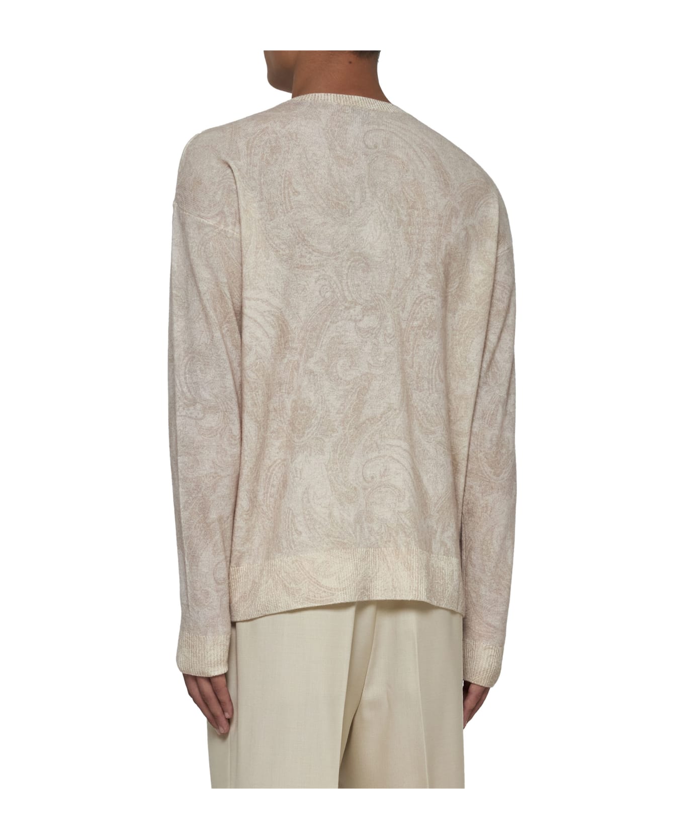 Etro Beige Pullover With Inlaid Paisley Motif - Brown