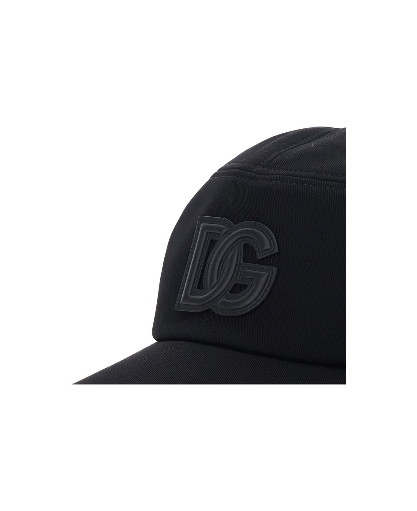 Dolce & Gabbana Black Baseball Cap With Logo Patch On The Front In Cotton Man - Black