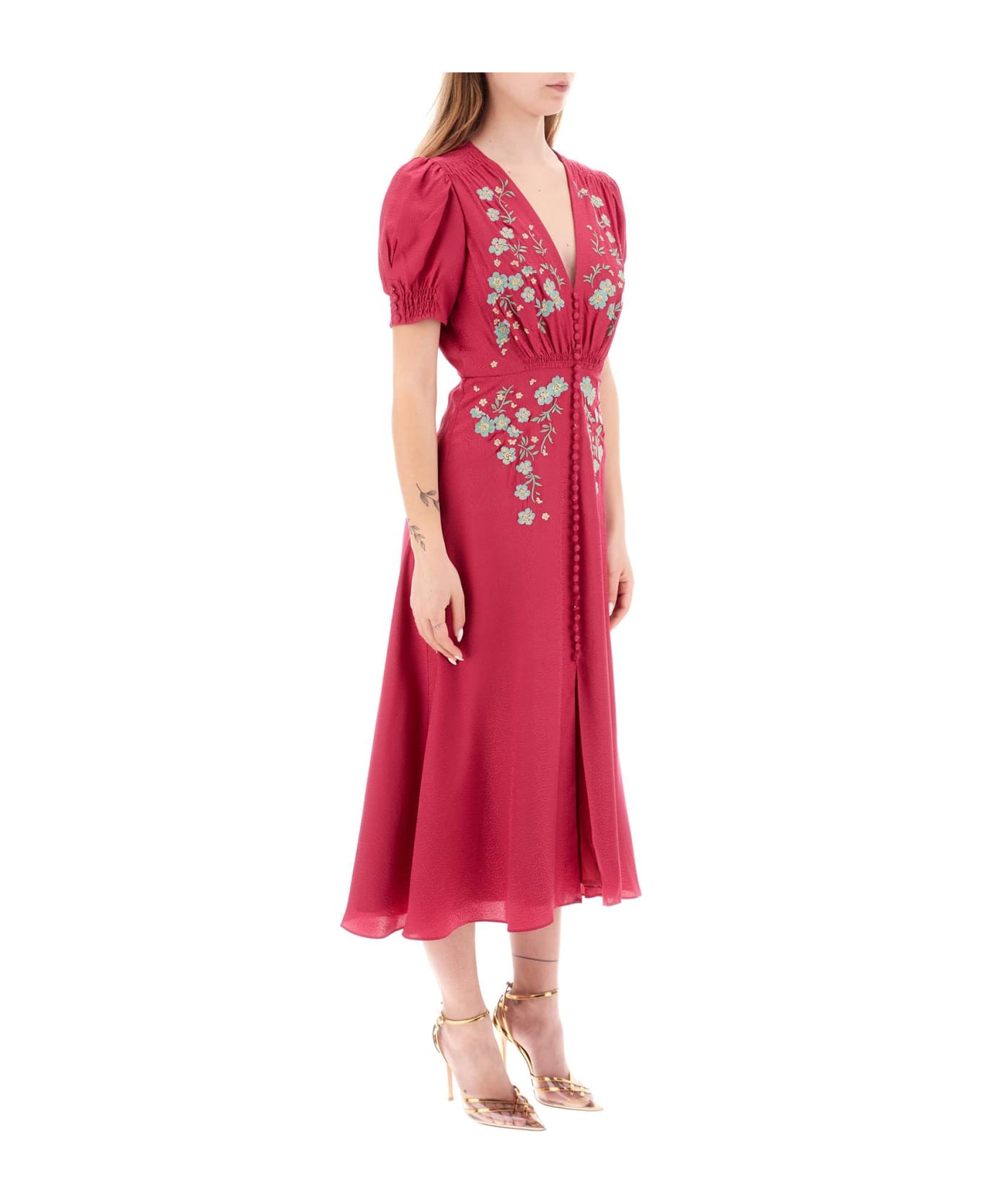 Saloni 'lea' Midi Dress - SUMMER BERRY (Fuchsia)
